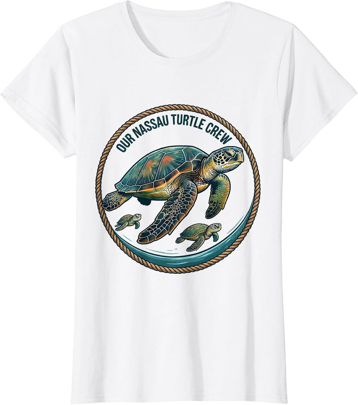 Women's Our Nassau Turtle Crew Retro Sea Turtle Ocean Animal Lover T-Shirt - White