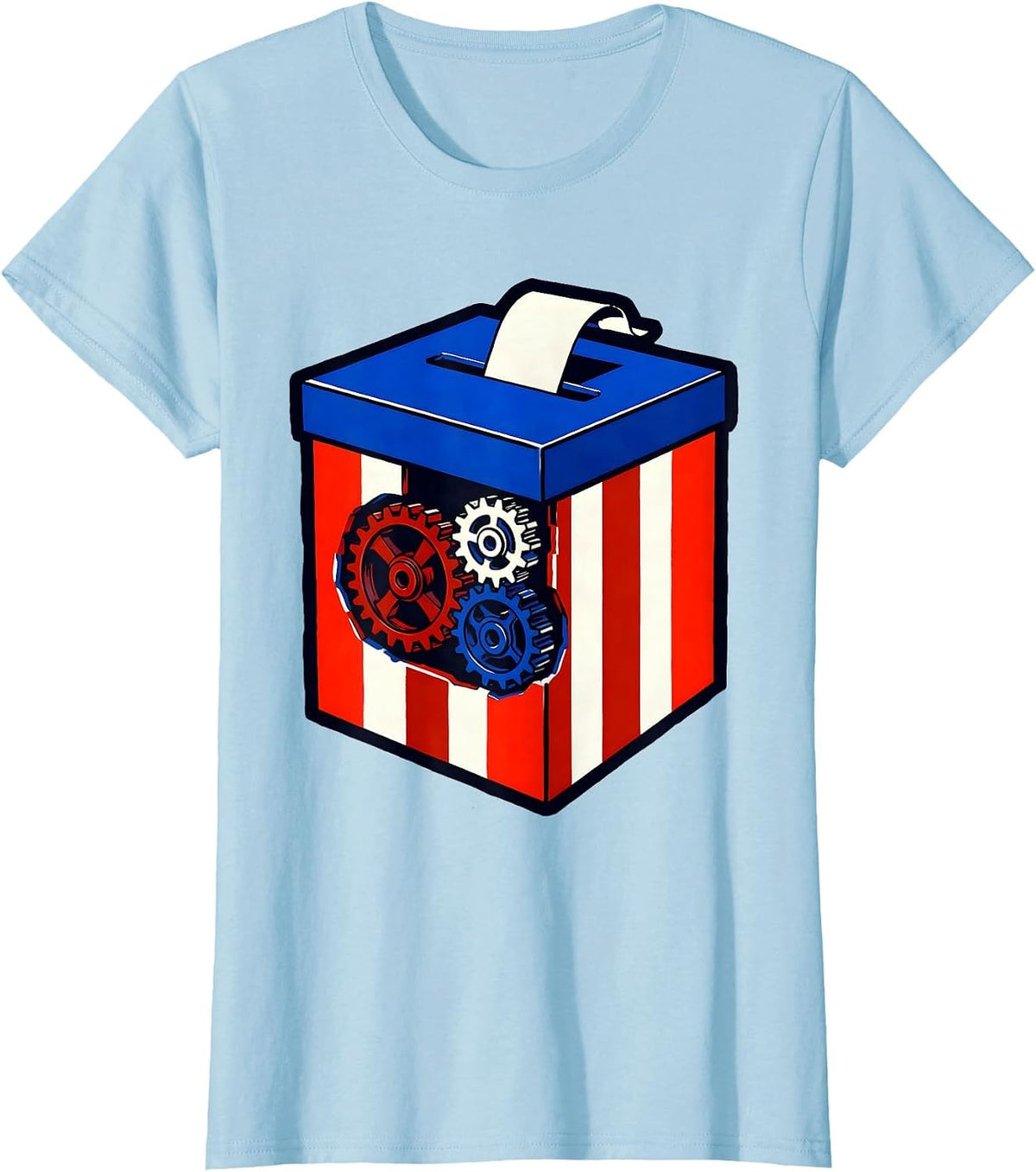 Civic Pride Ballot Box Gears Labor Day Design T-Shirt - Baby Blue