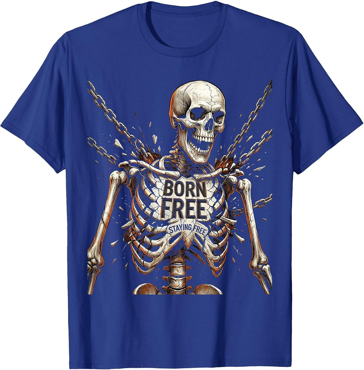 Born Free Staying Free Freedom Graphic Design T-Shirt - Royal Blue