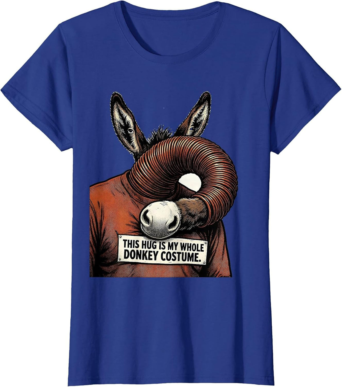 Women's This Hug Is My Whole Donkey Costume Funny Retro Cartoon Meme T-Shirt - Royal Blue