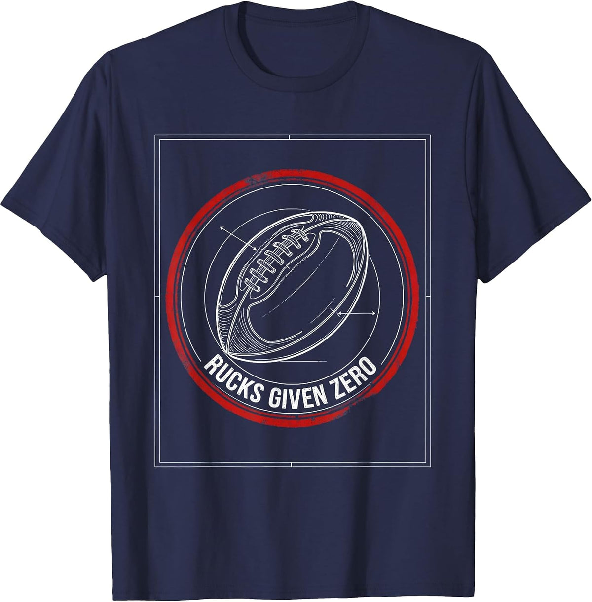 Rucks Given Zero Funny Rugby Design T-Shirt - Navy Blue