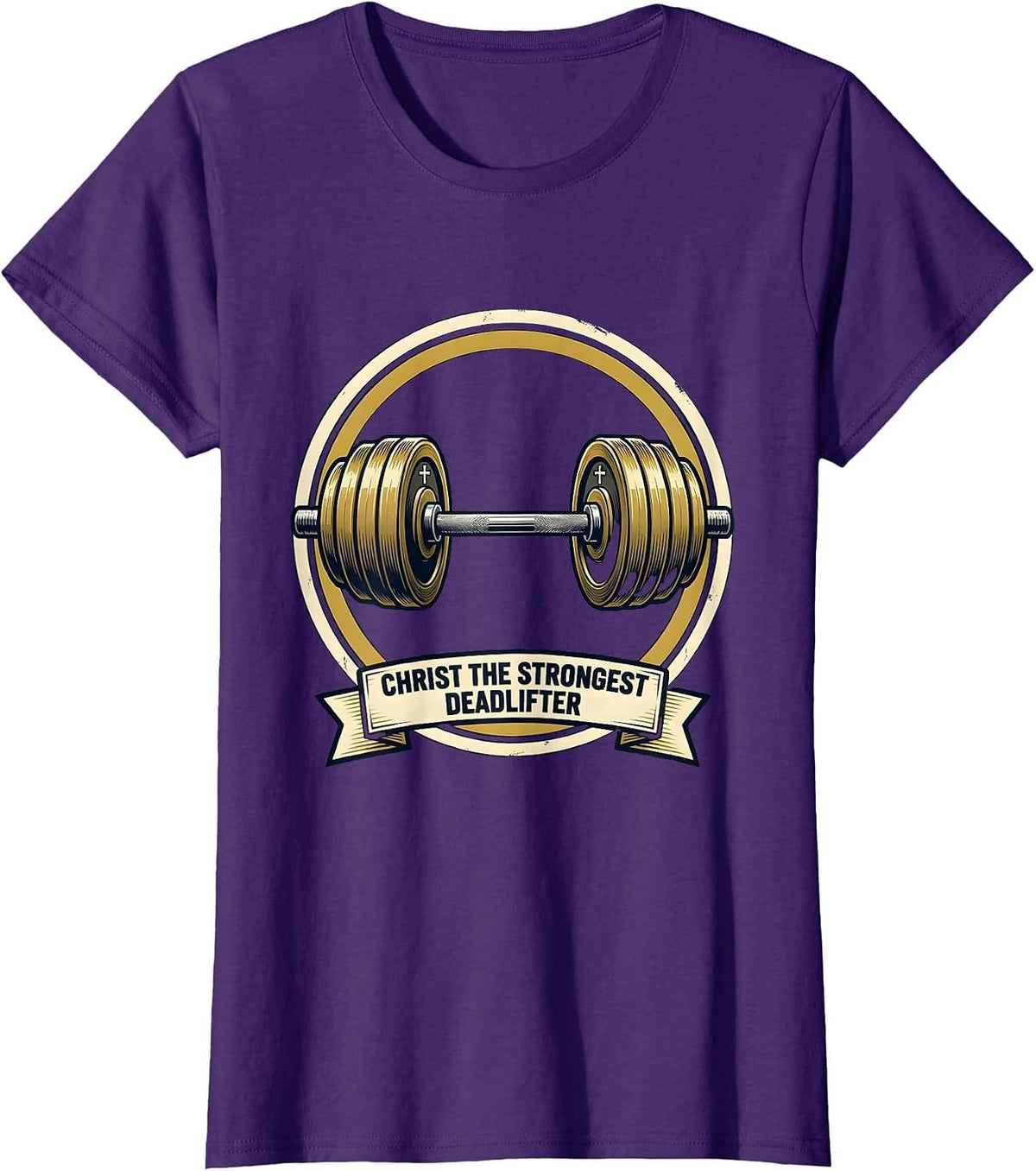 Women's Christ The Strongest Deadlifter Funny Christian Gym Gift T-Shirt - Purple