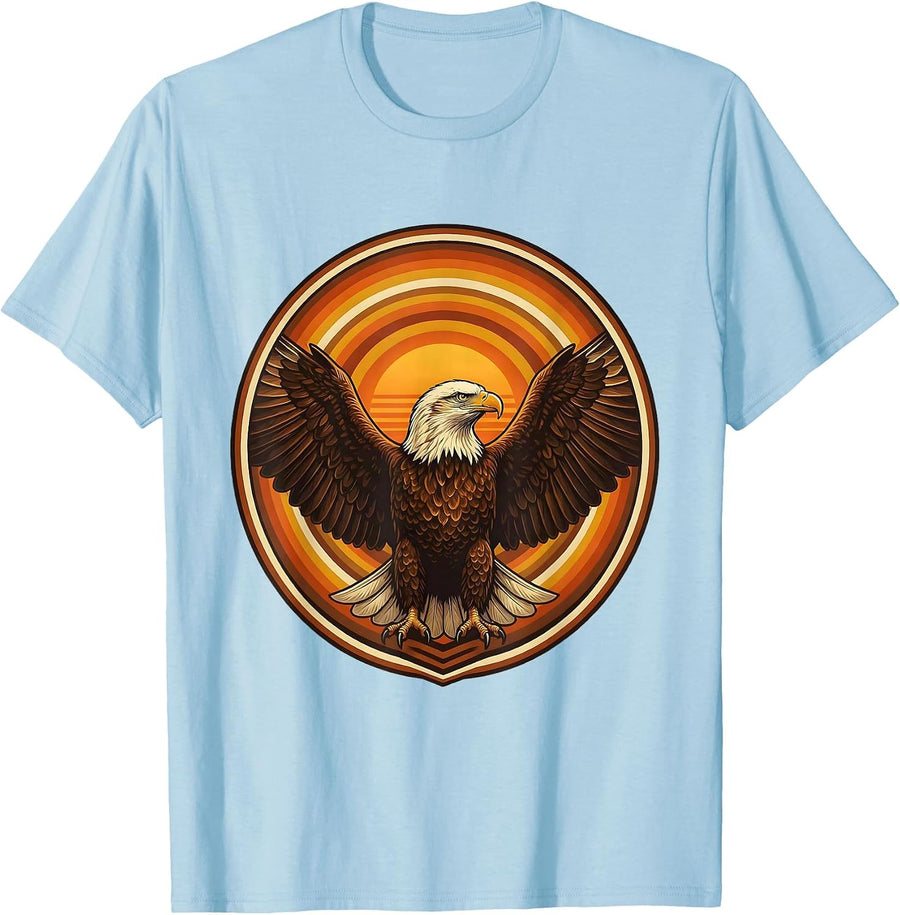 Men's 40th Birthday Bald Eagle Wings Spread Design T-Shirt - Baby Blue