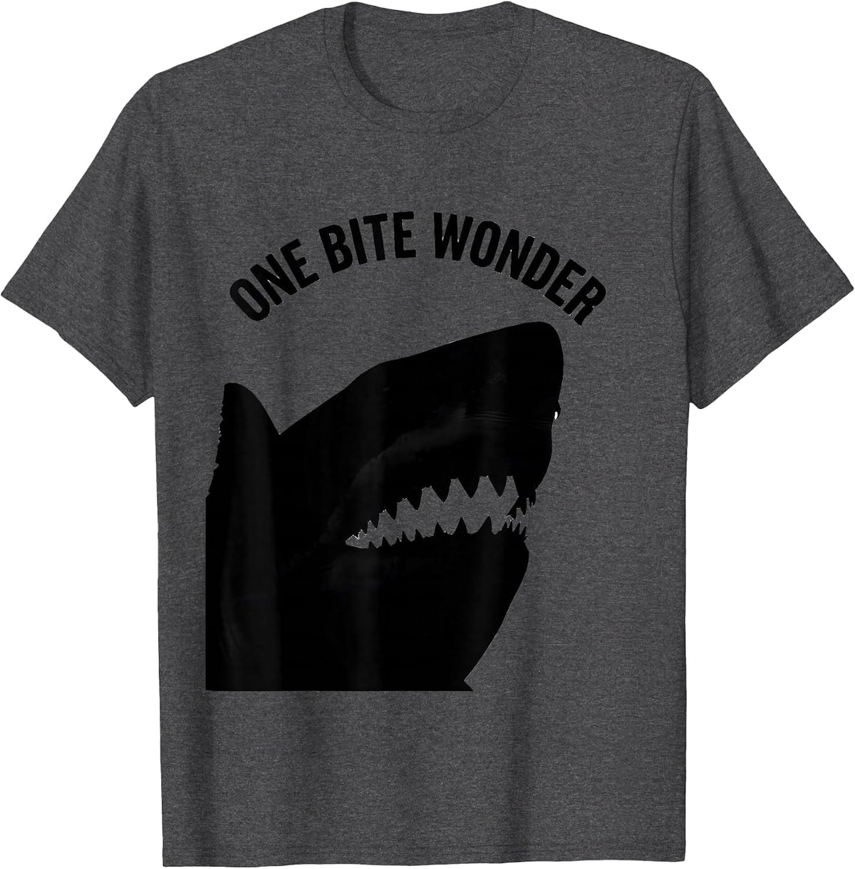 Men's One Bite Wonder Funny Shark Jaw Halloween Costume T-Shirt - Dark Heather Grey