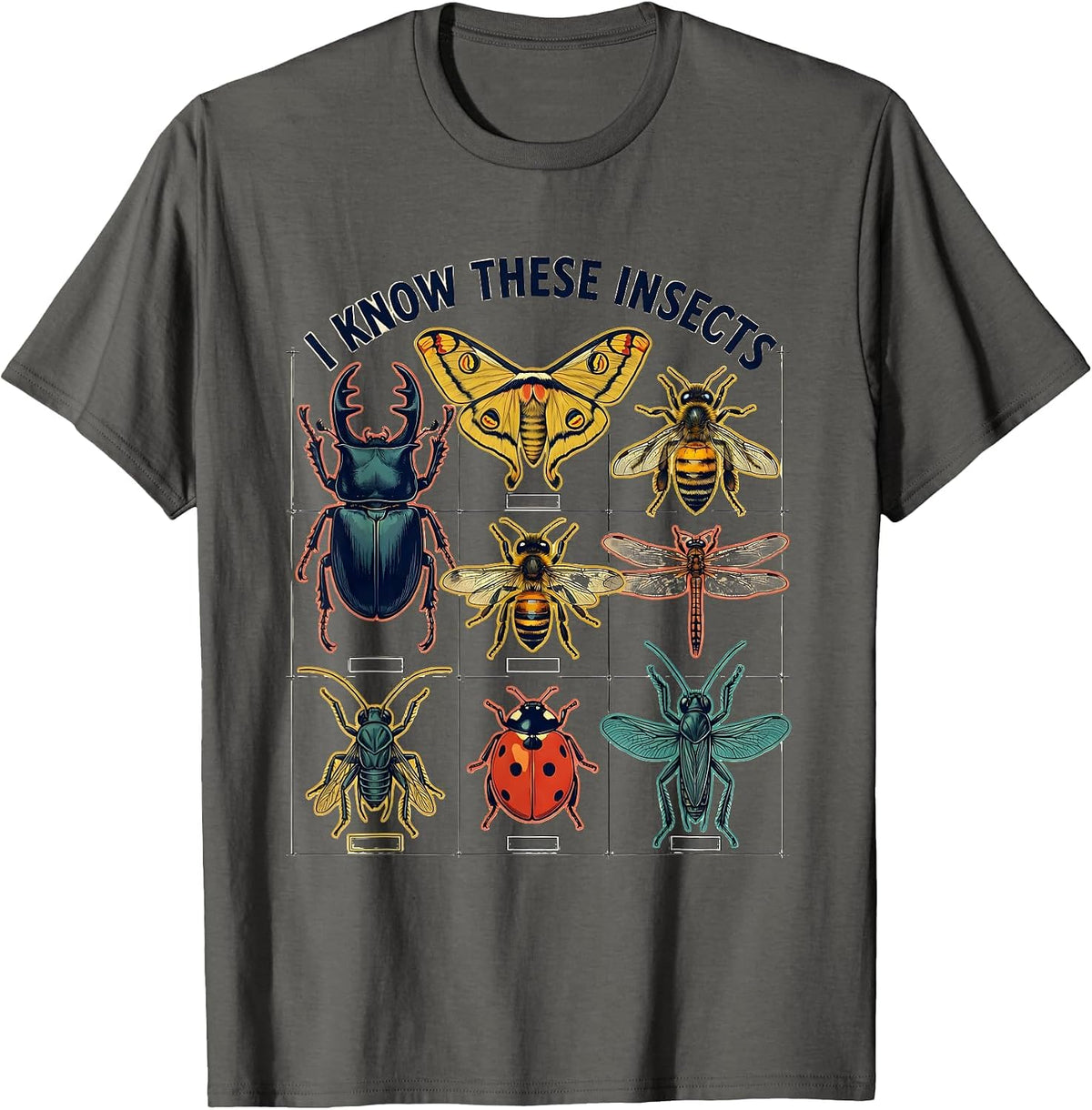 I Know These Insects Entomology Bug Collector Nature Lover T-Shirt - Asphalt Grey