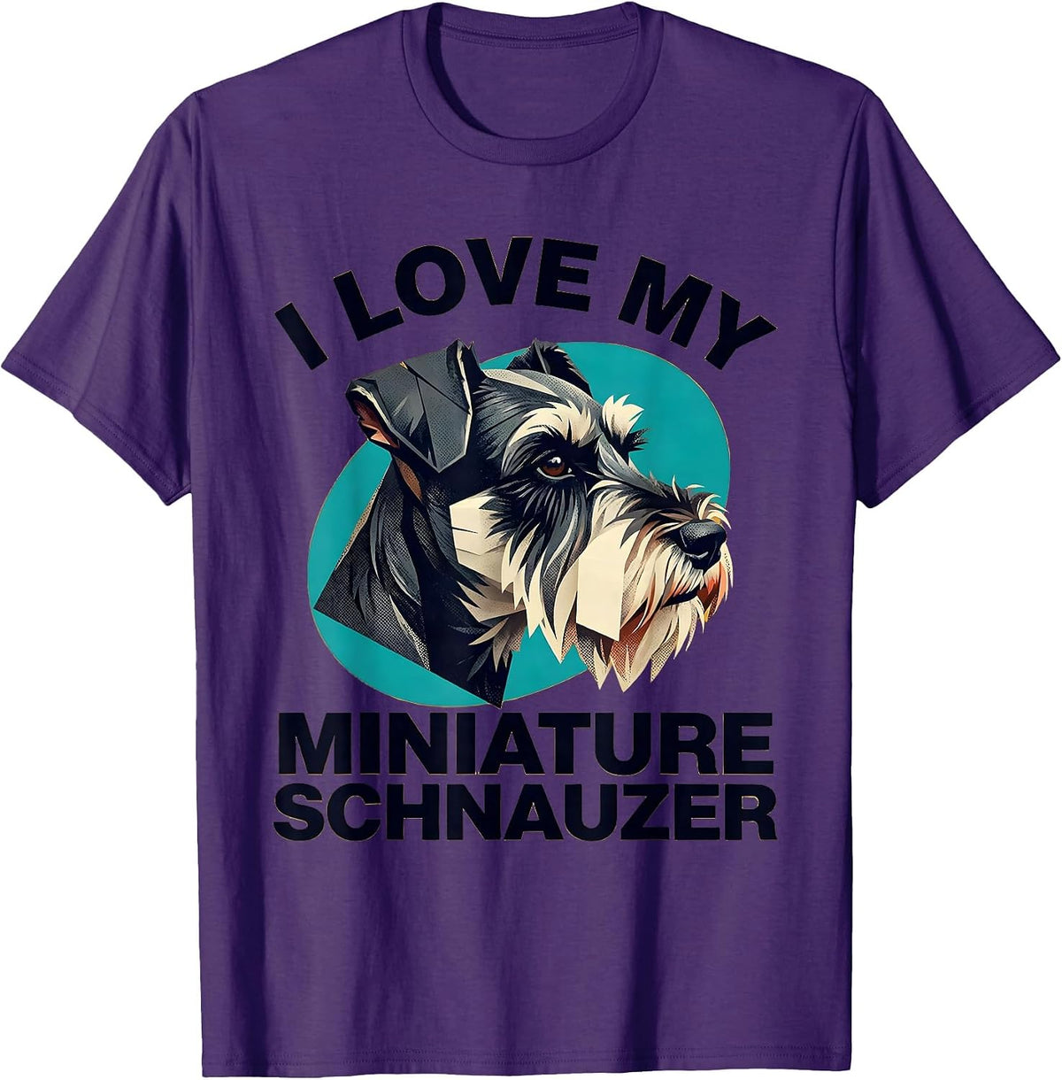 Men's I Love My Miniature Schnauzer Funny Dog Lover Breed Humor T-Shirt - Purple