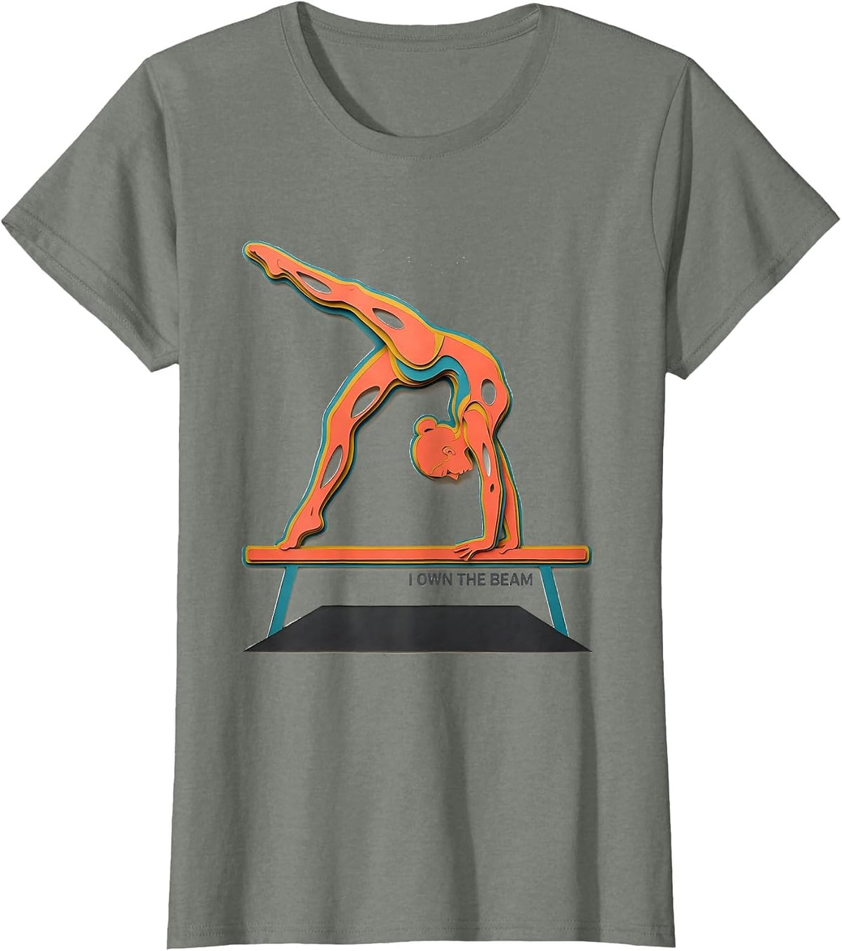 I Own The Beam Paper Cutout Gymnastics Gift for Girls Sport T-Shirt - Olive Heather