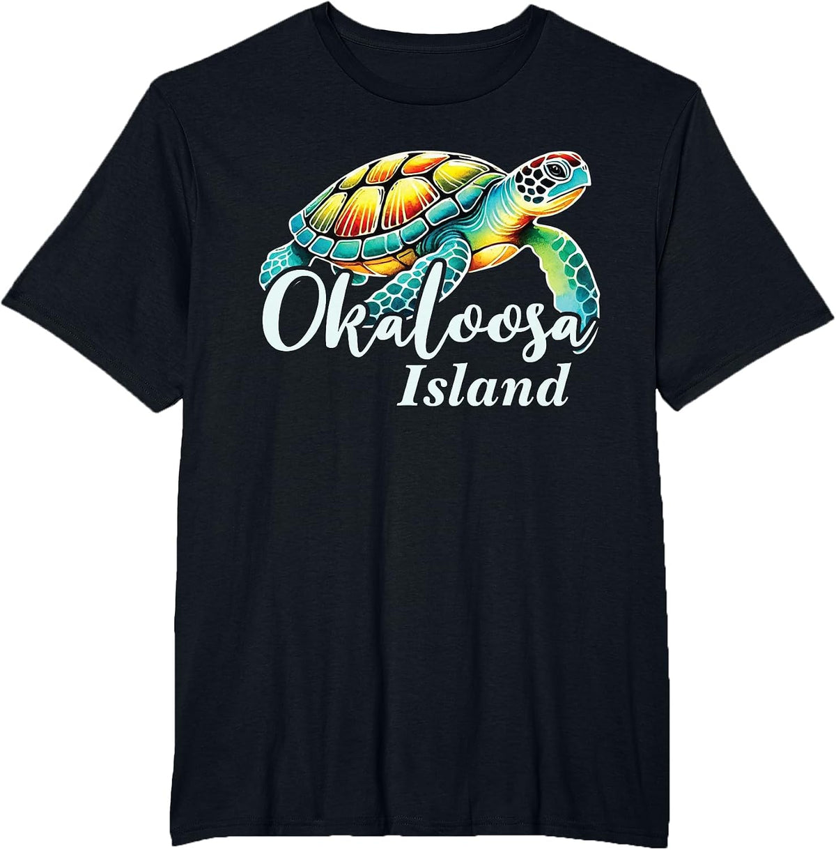 Okaloosa Island Sea Turtle, Okaloosa Island T-Shirt - Black