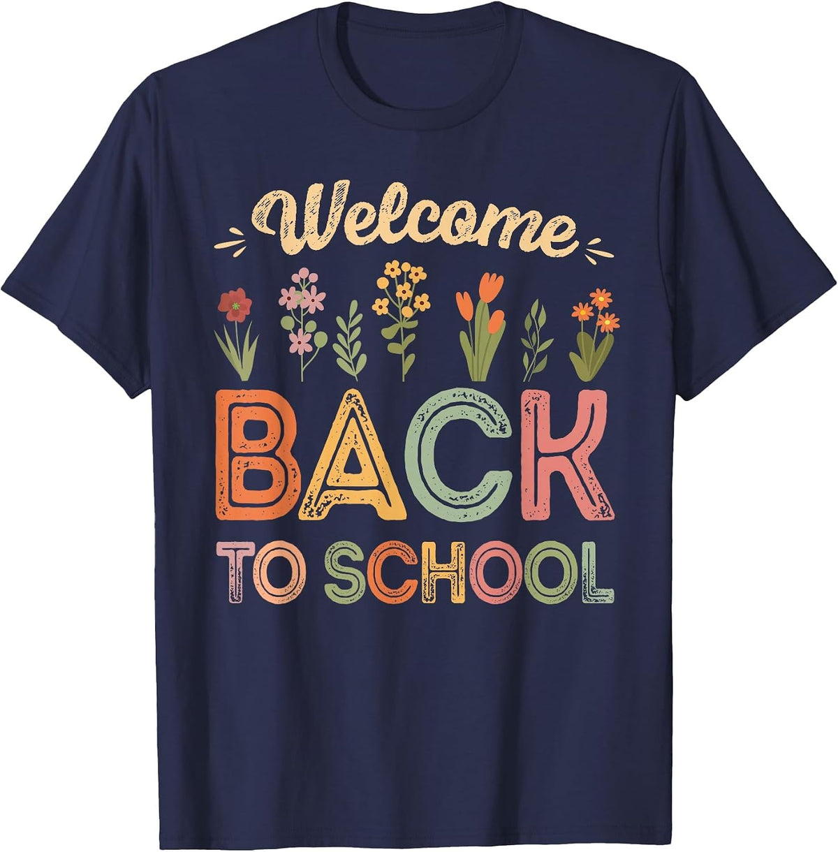 Vintage Welcome Back to School First Day of School Teacher T-Shirt - Navy Blue