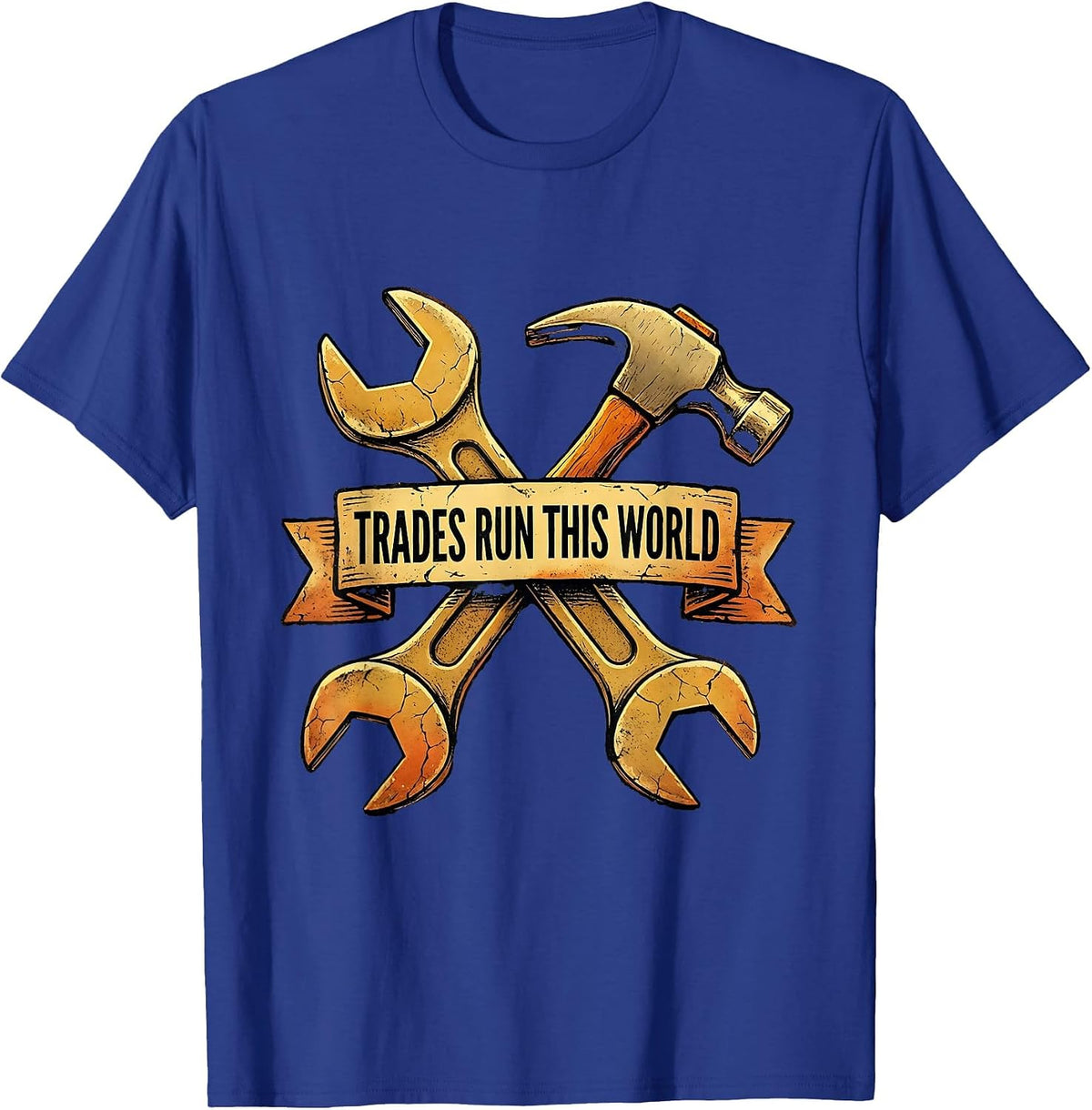 Men's Trades Run This World Blue Collar Pride Design T-Shirt - Royal Blue