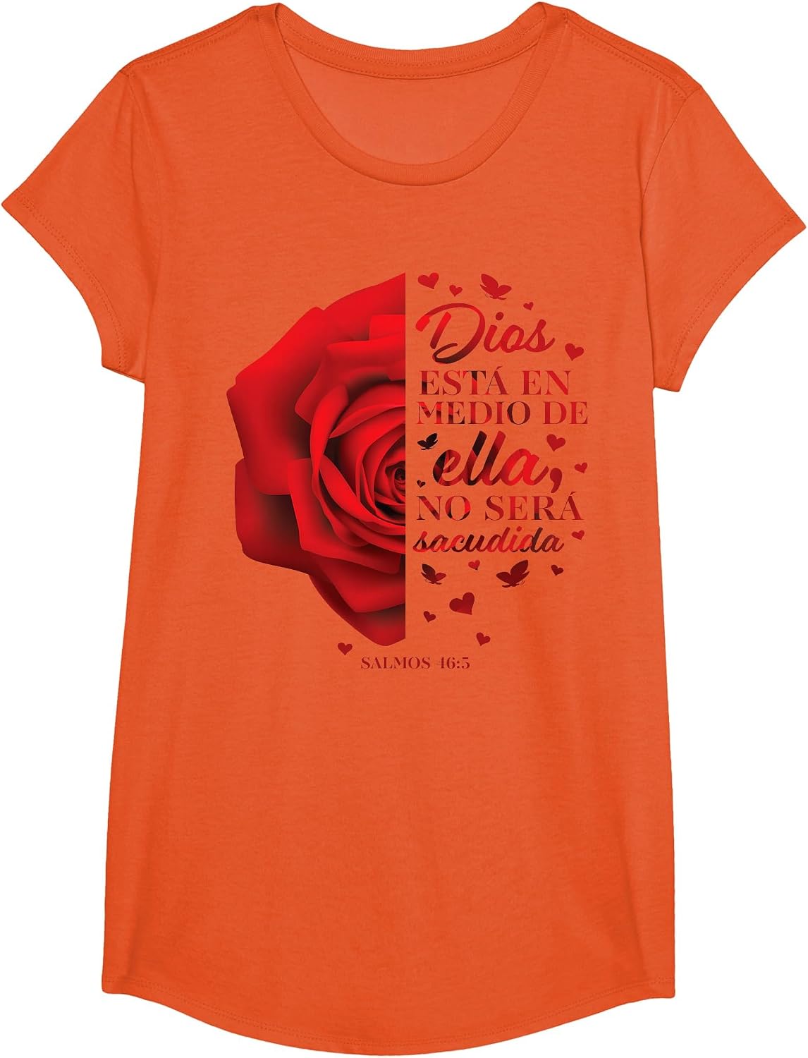 Cute Christian Shirts Women Mom Her Kids Spanish Bible Verse T-Shirt - Girls Orange