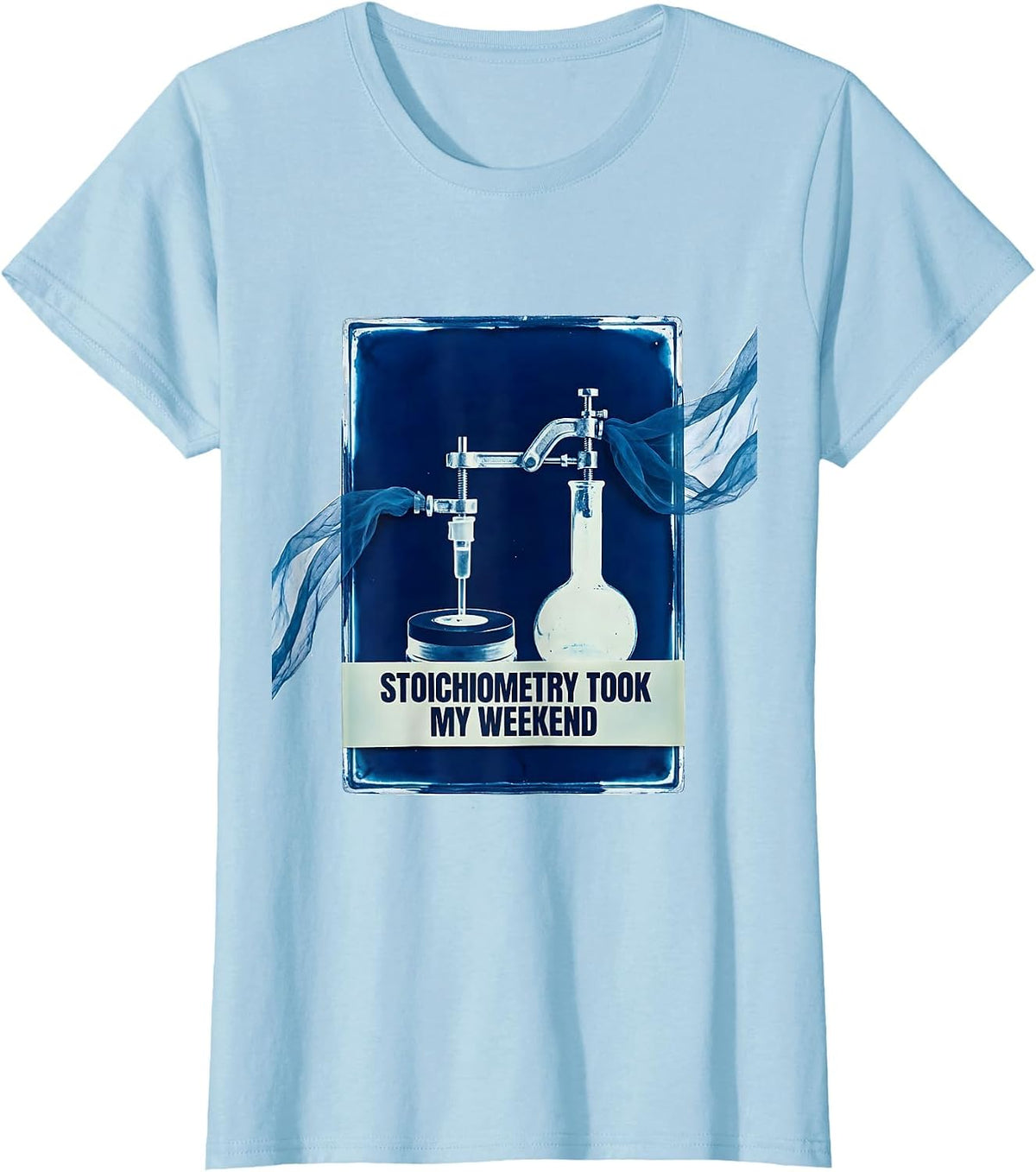 Women's Stoichiometry Took My Weekend Funny Chemistry Pun Science T-Shirt - Baby Blue