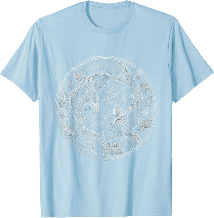 Men's Koi Fish Calm Water Mental Health Matters T-Shirt - Baby Blue