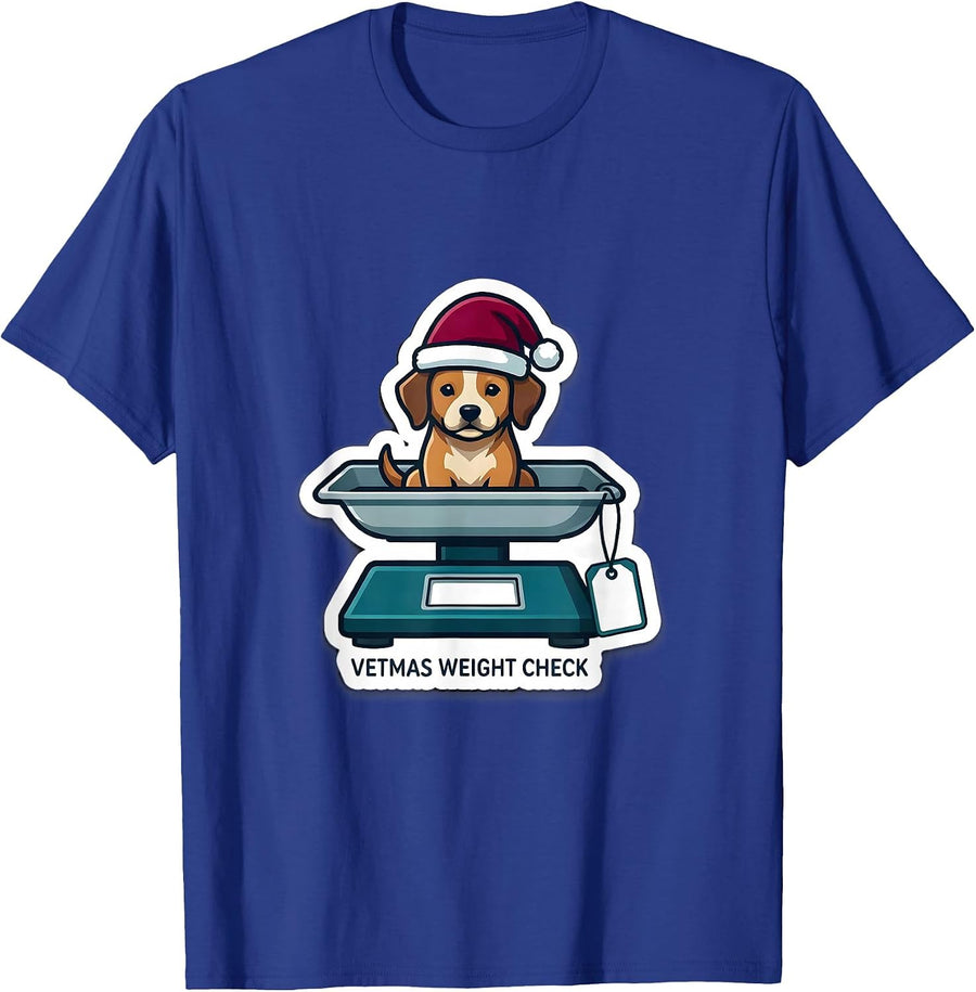 Vetmas Weight Check Funny Veterinarian Christmas Vet Tech T-Shirt - Royal Blue
