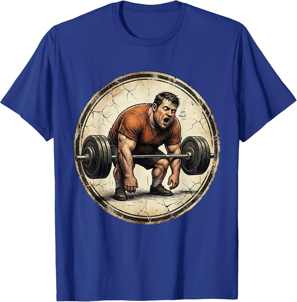 Men's Exhausted Gym Nap Funny Weightlifting Graphic T-Shirt - Royal Blue