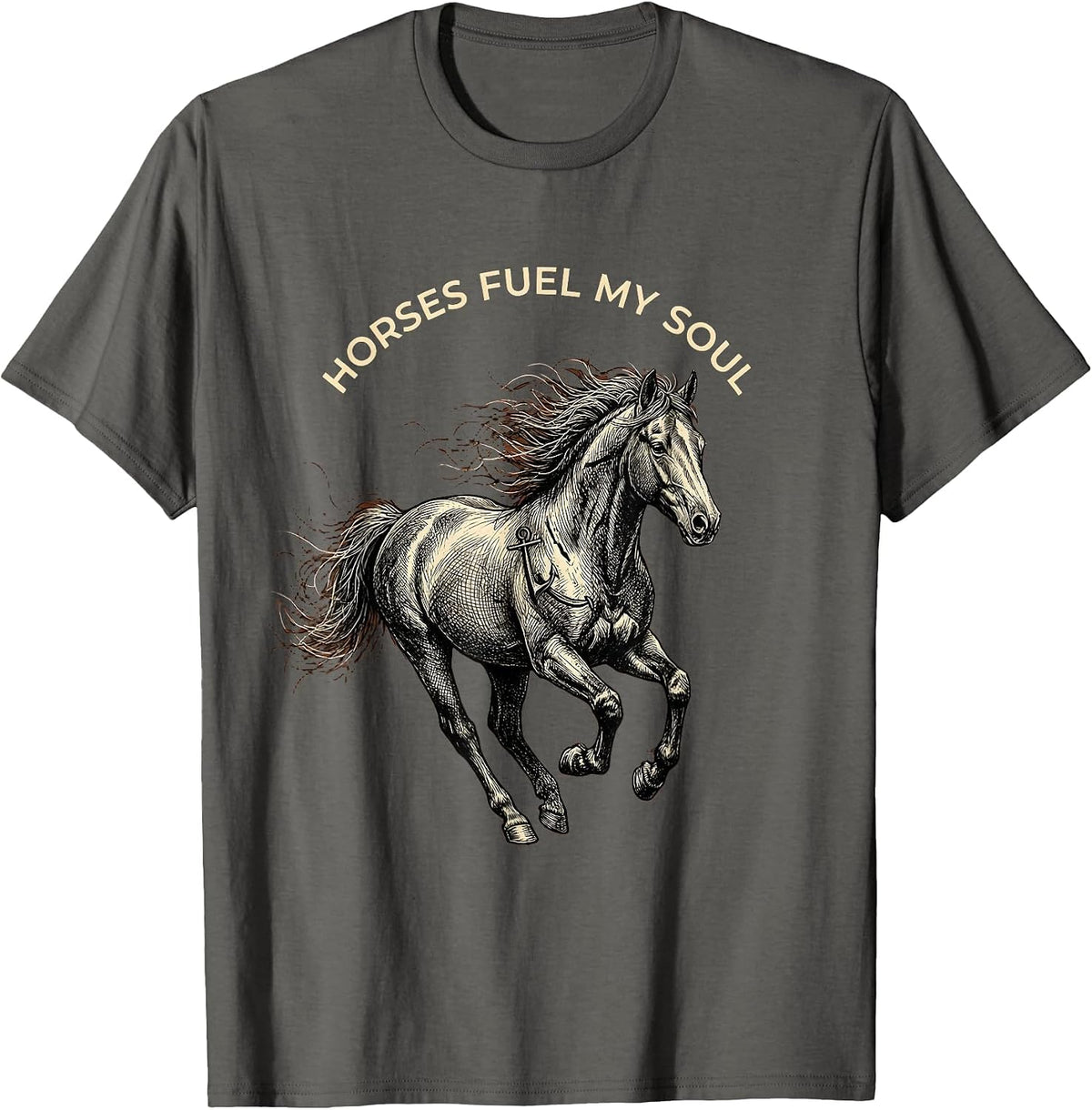 Horses Fuel My Soul Equestrian Design T-Shirt - Asphalt Grey