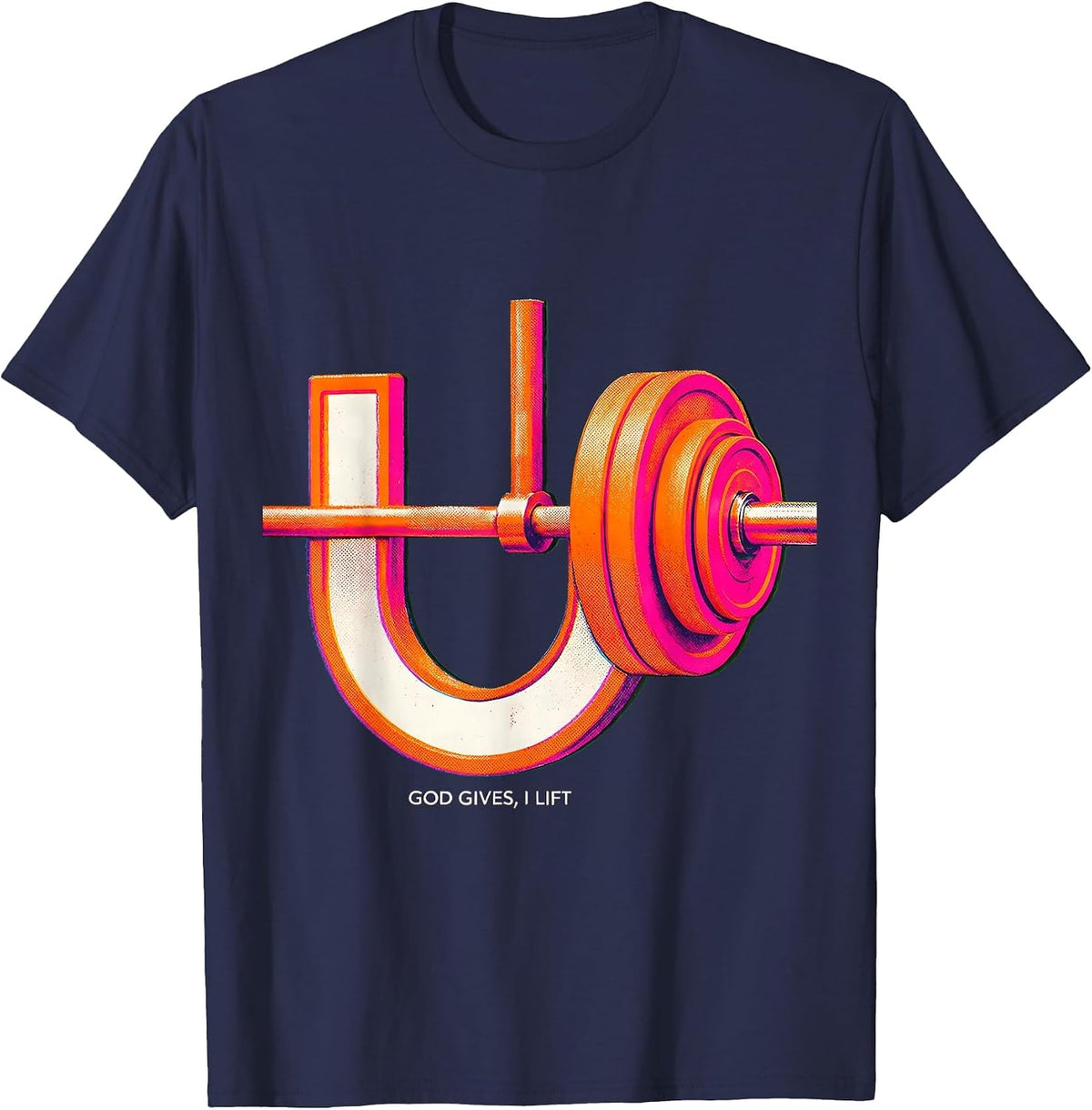 Men's God Gives I Lift Funny Christian Weightlifting Gym Humor T-Shirt - Navy Blue