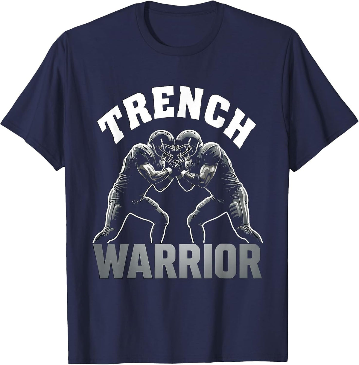 Men's Trench Warrior Football Lineman Graphic Design T-Shirt - Navy Blue