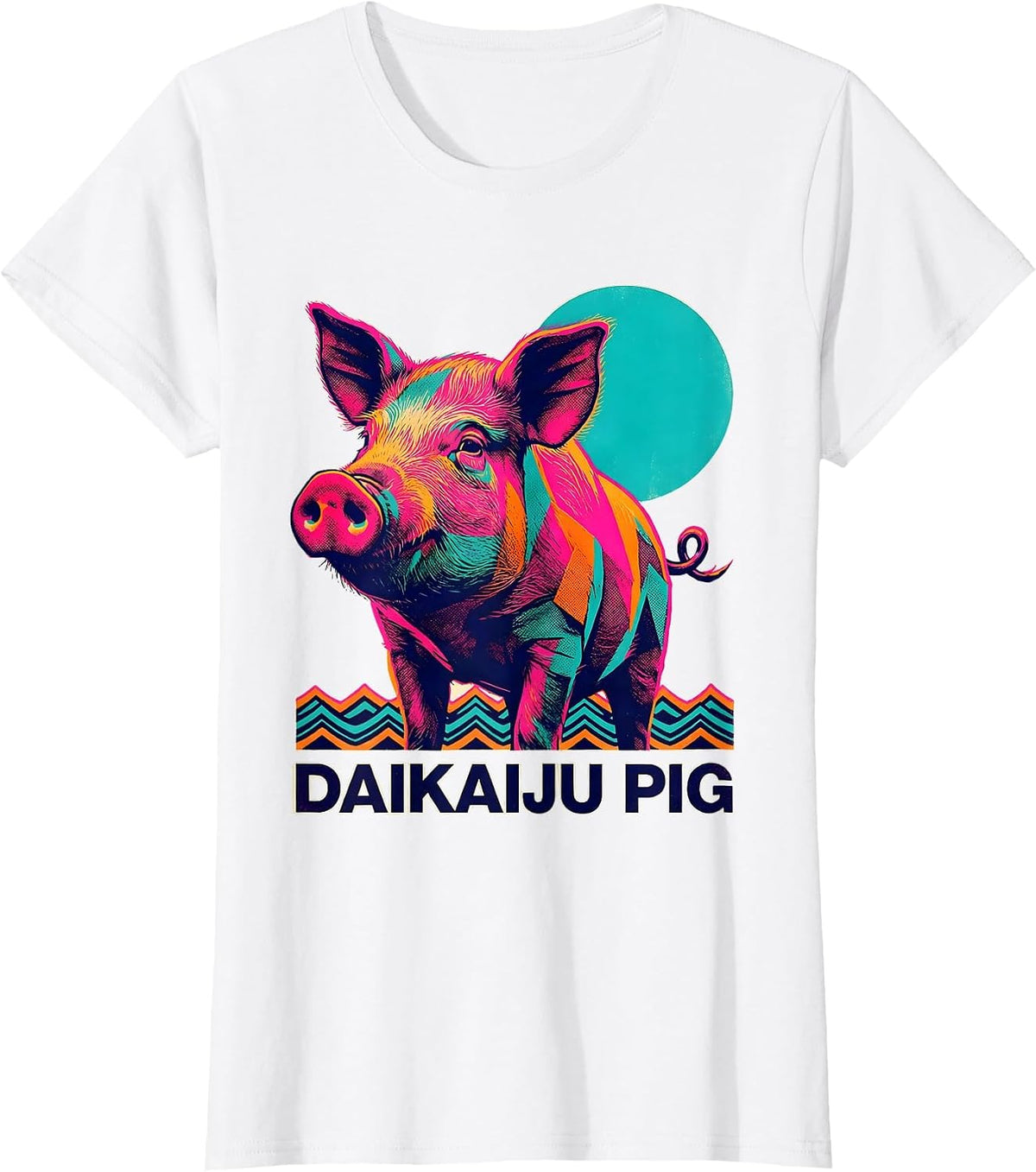 Women's Daikaiju Pig Risograph Animal-Kaiju Funny Gifts For Kids T-Shirt - White