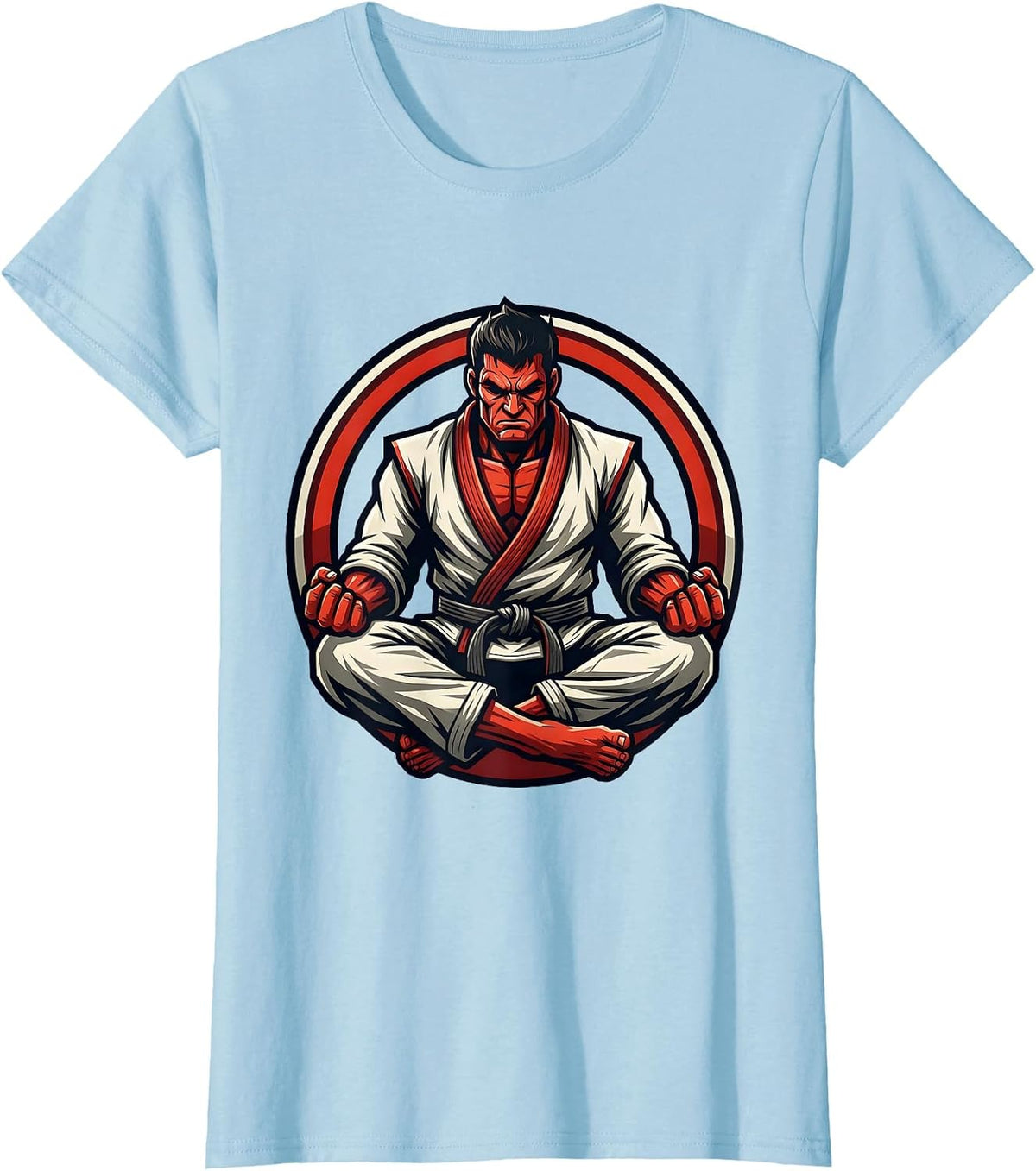 Women's Jiu Jitsu Meditating Warrior Competition Mat T-Shirt - Baby Blue