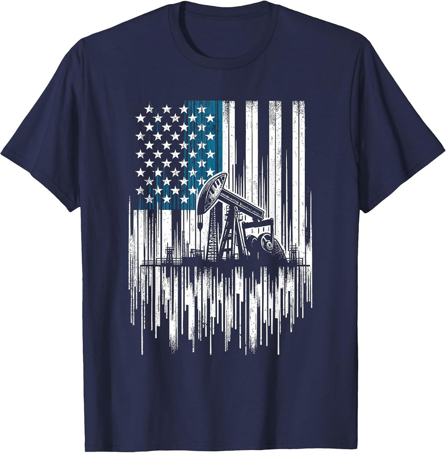 Oilfield Worker T-Shirt - Navy Blue