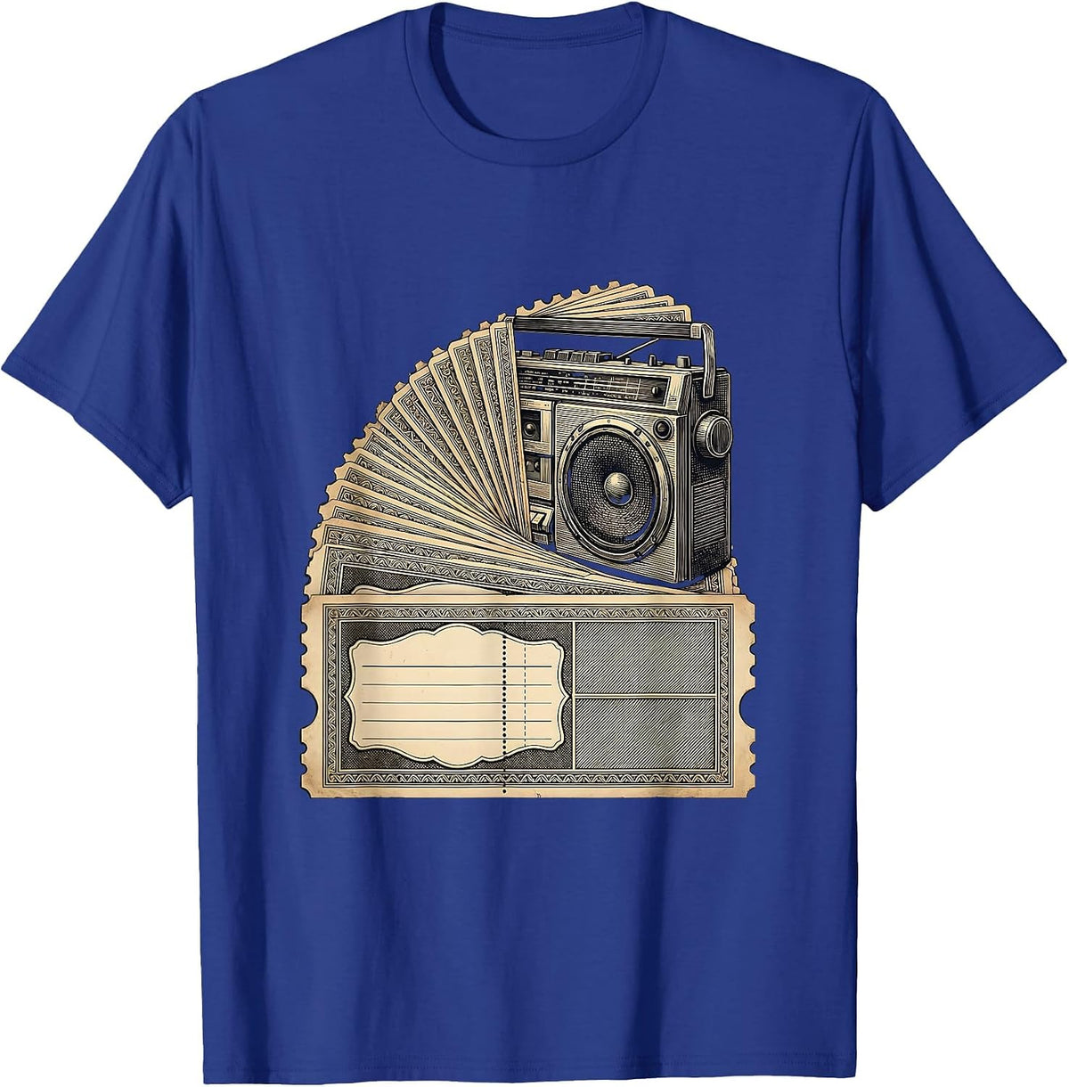 Food Stamp Coupon Parody Vintage Boombox Hip-Hop Humor T-Shirt - Royal Blue