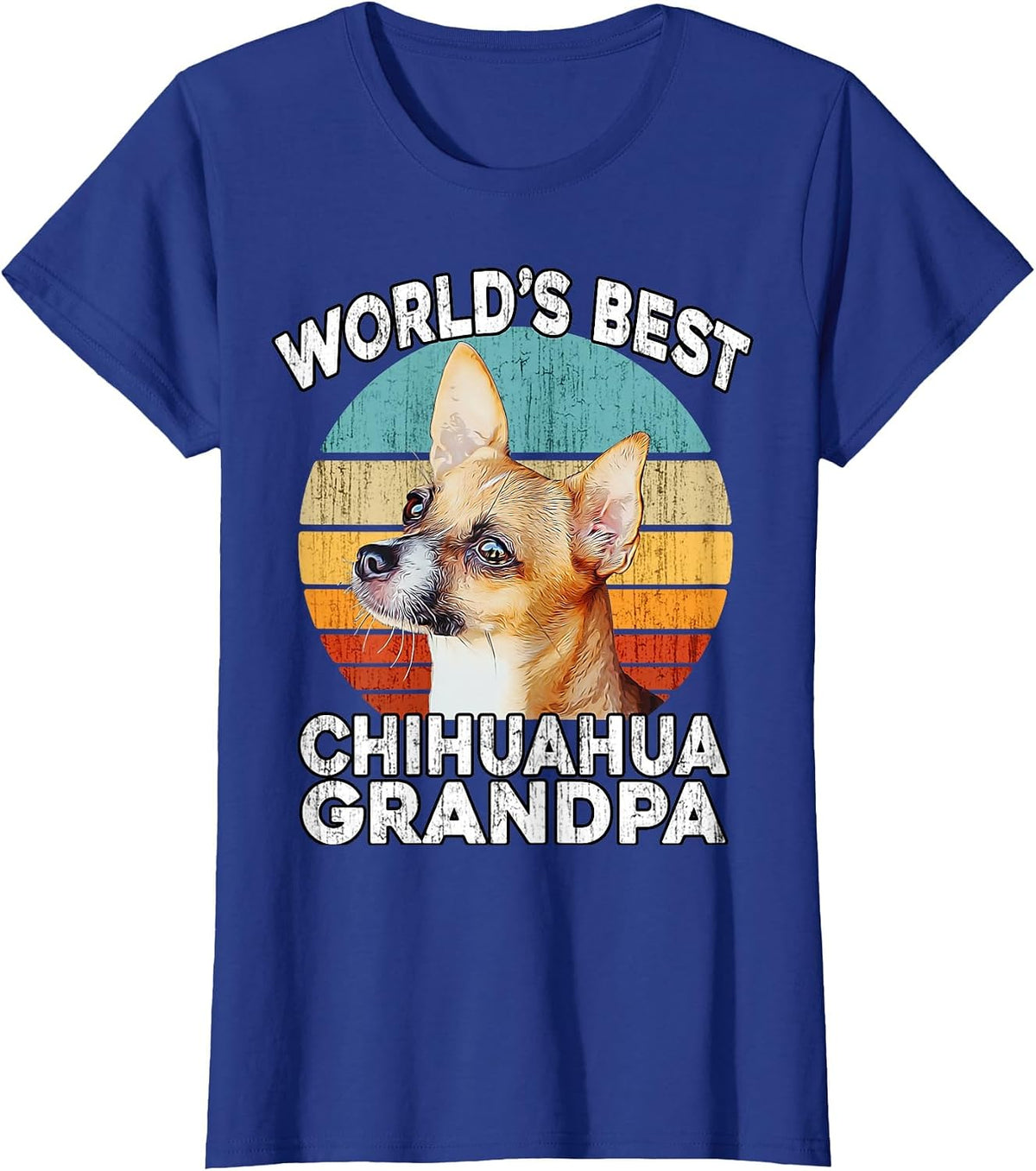 Chihuahua Grandpa Funny World's Best Chihuahua Grandpa Retro T-Shirt - Royal Blue