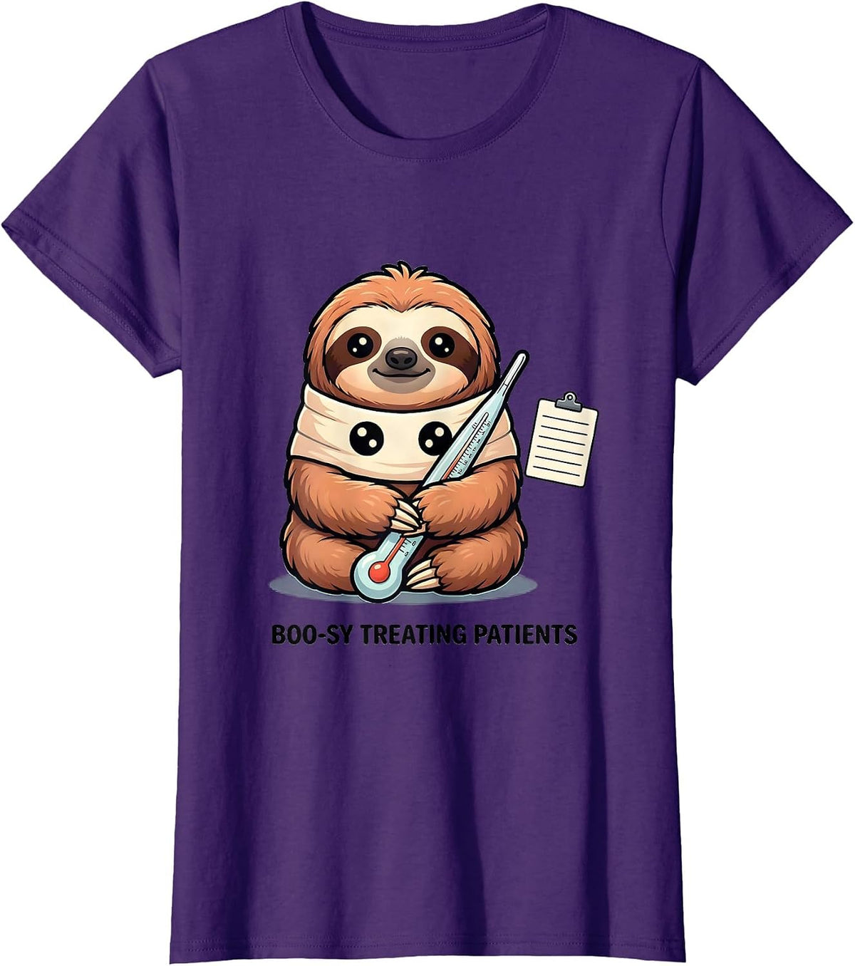 Women's Boo-sy Treating Patients Cute Kawaii Vet Tech Halloween T-Shirt - Purple