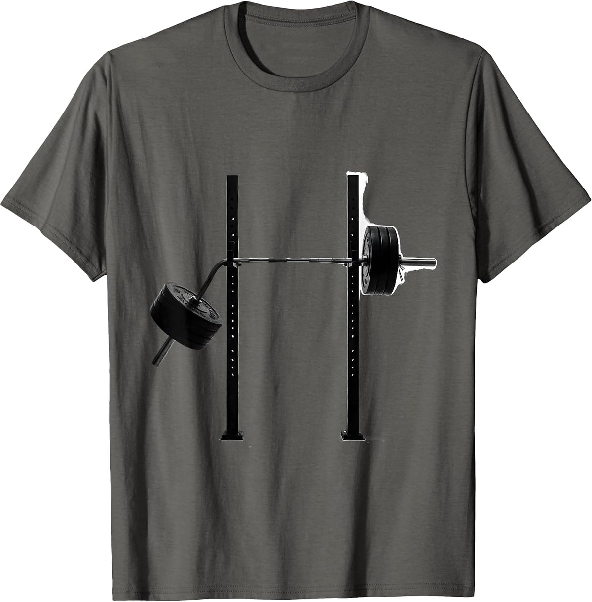Men's Bent Barbell Funny Gym Workout Humor T-Shirt - Asphalt Grey