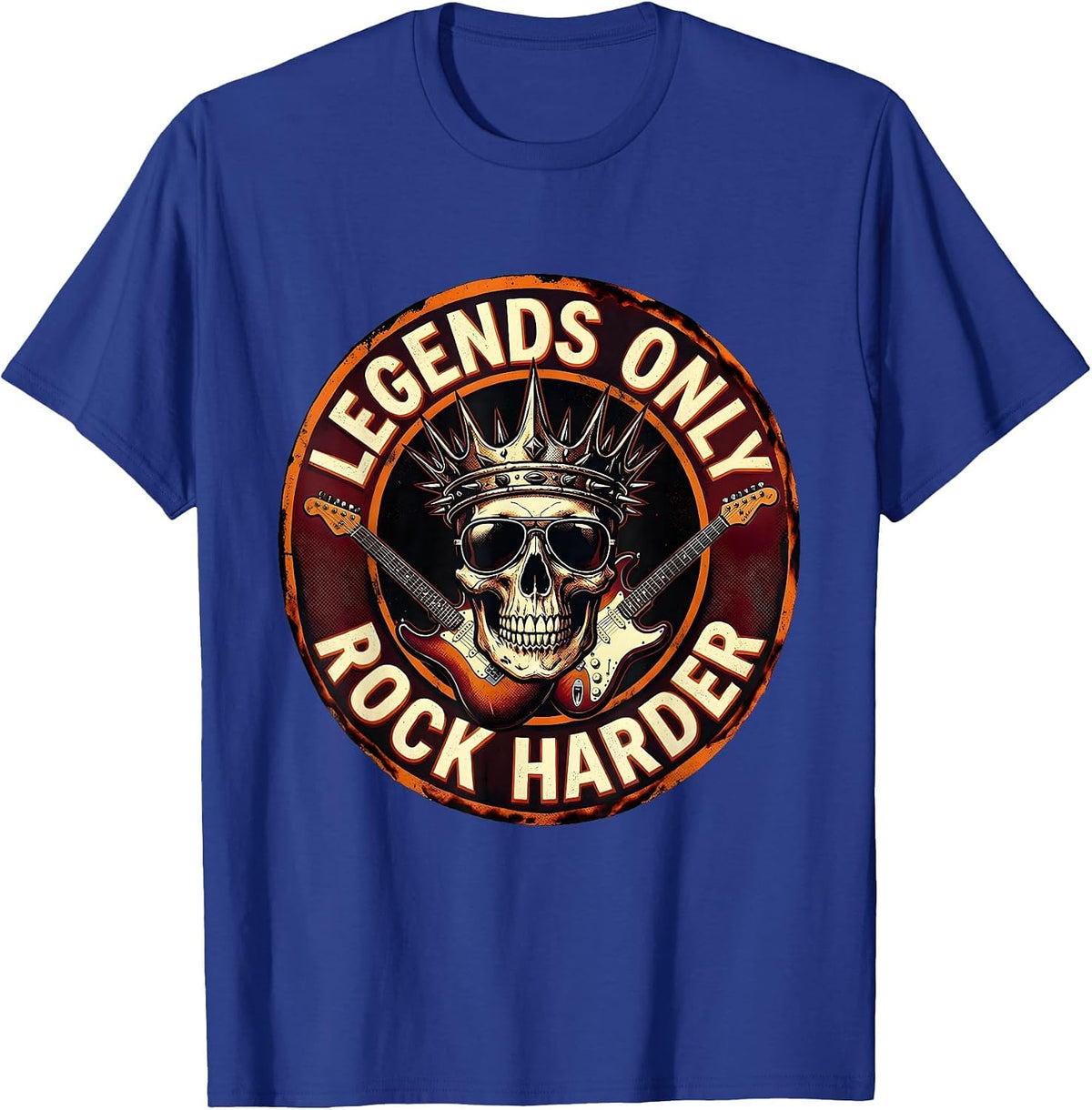 Legends Only Rock Harder Men's Rock Design T-Shirt - Royal Blue