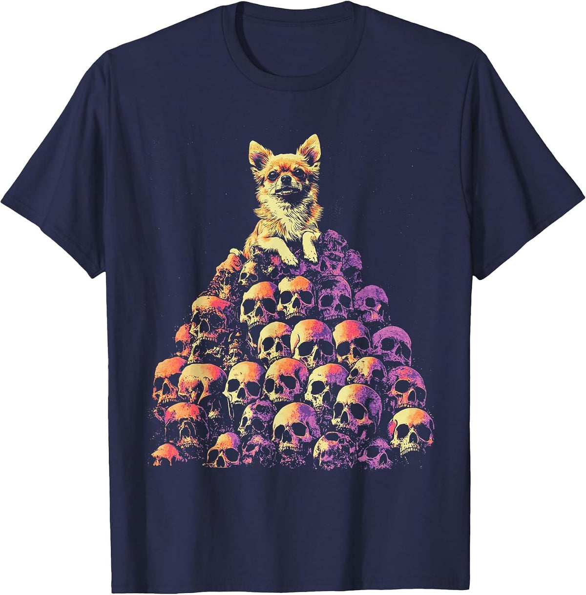 Chihuahua Dog Skeleton T-Shirt - Navy Blue