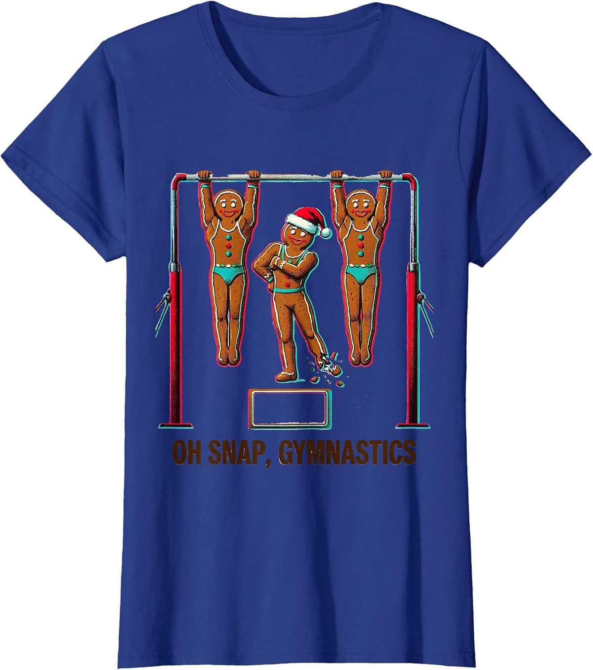 Women's Oh Snap Gymnastics Funny Gingerbread Man Christmas Youth T-Shirt - Royal Blue