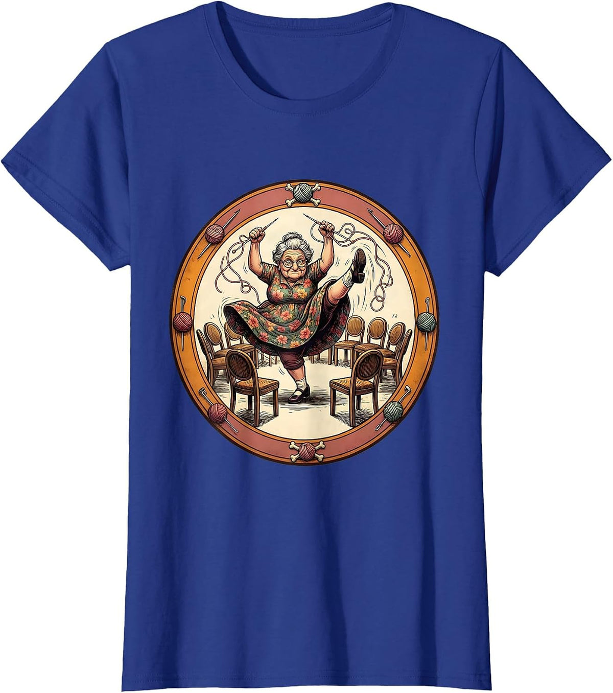 Women's Grandma Busts Moves at Knitting Circle T-Shirt - Royal Blue