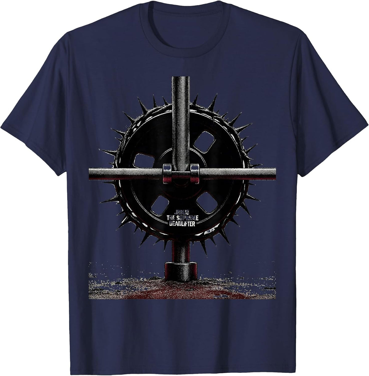 Men's Jesus The Supreme Deadlifter Funny Christian Gym T-Shirt - Navy Blue