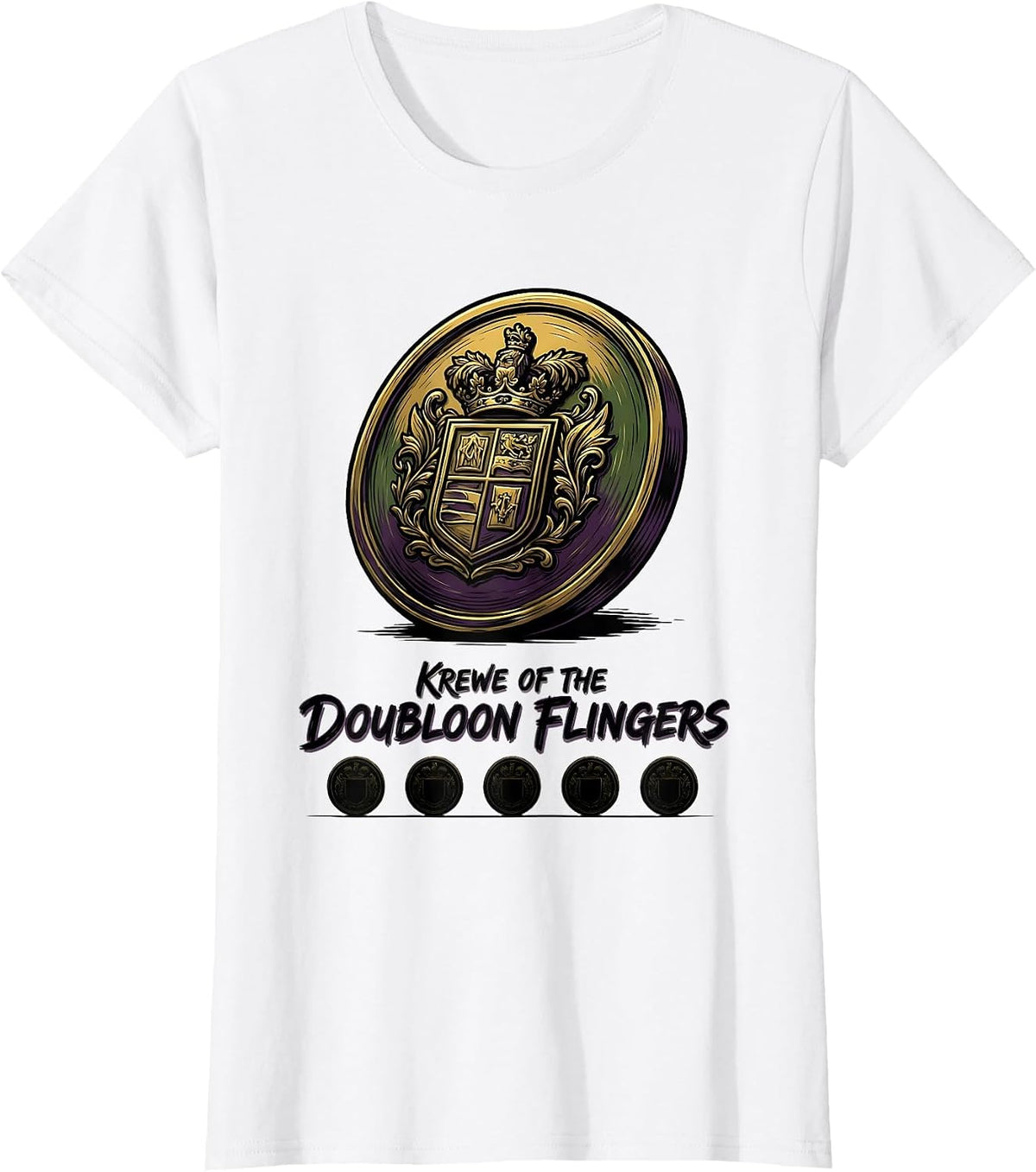 Krewe Of The Doubloon Flingers Carnival Party Mardi Gras T-Shirt - White