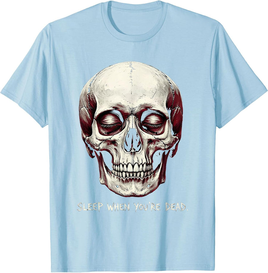 Men's Sleep When You're Dead Death Metal Design T-Shirt - Baby Blue