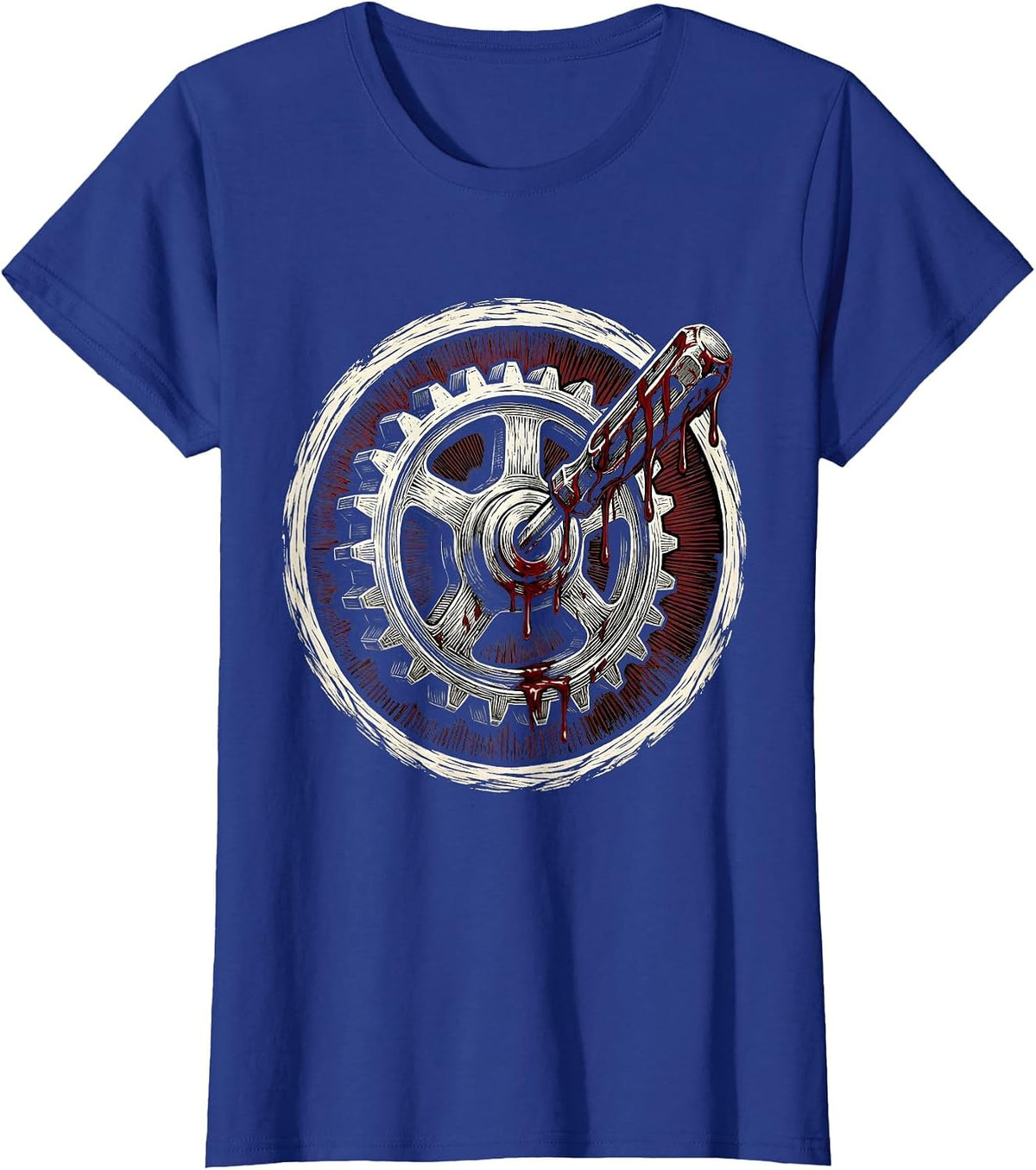 Women's Bloody Screwdriver Gear Problem Solved Graphic T-Shirt - Royal Blue