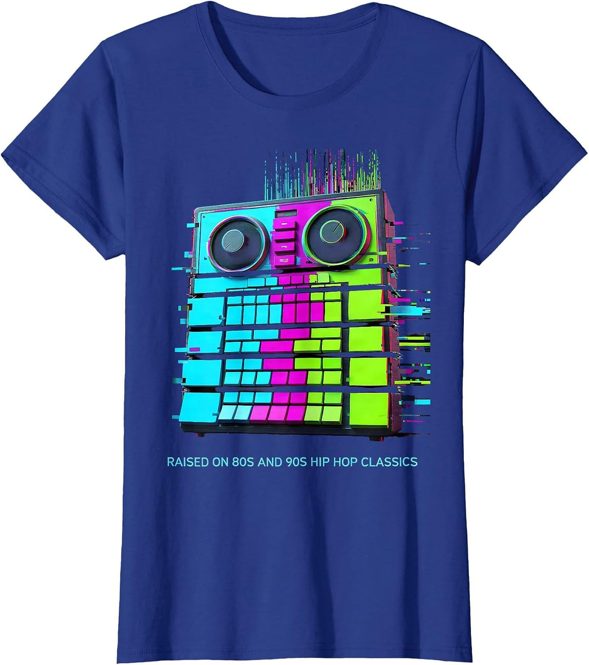 Women's Raised On 80s And 90s Hip Hop Classics Retro Nostalgia T-Shirt - Royal Blue