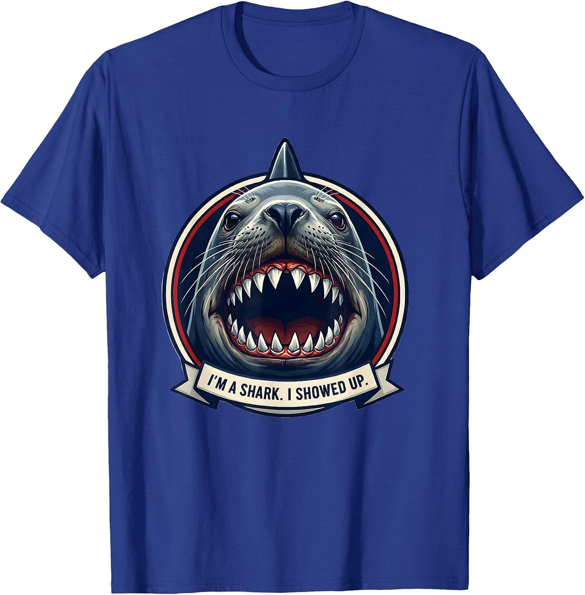 Men's I'm A Shark I Showed Up Funny Shark Jaw Halloween Costume T-Shirt - Royal Blue