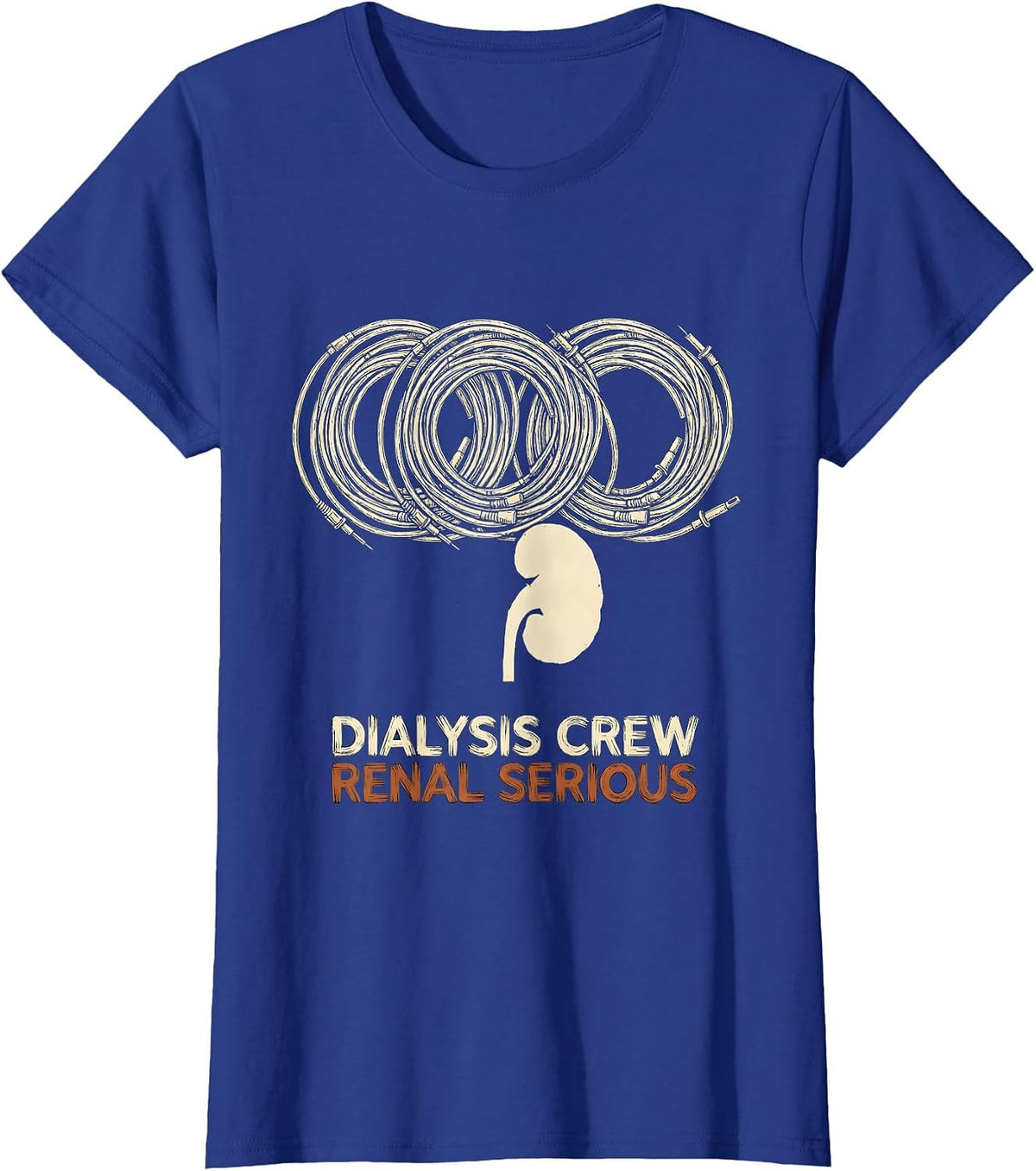 Women's Dialysis Crew Renal Serious Vintage Nephrology Nurse Crew T-Shirt - Royal Blue