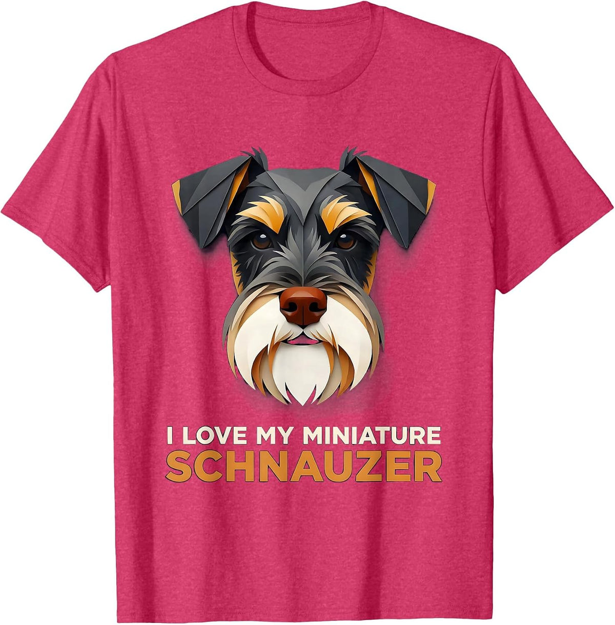 I Love My Miniature Schnauzer Funny Dog Owner Breed Pride T-Shirt - Red Heather