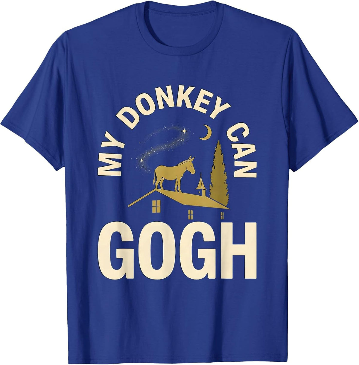 Men's My Donkey Can Gogh Minimalist Animal Lover Art Parody Humor T-Shirt - Royal Blue