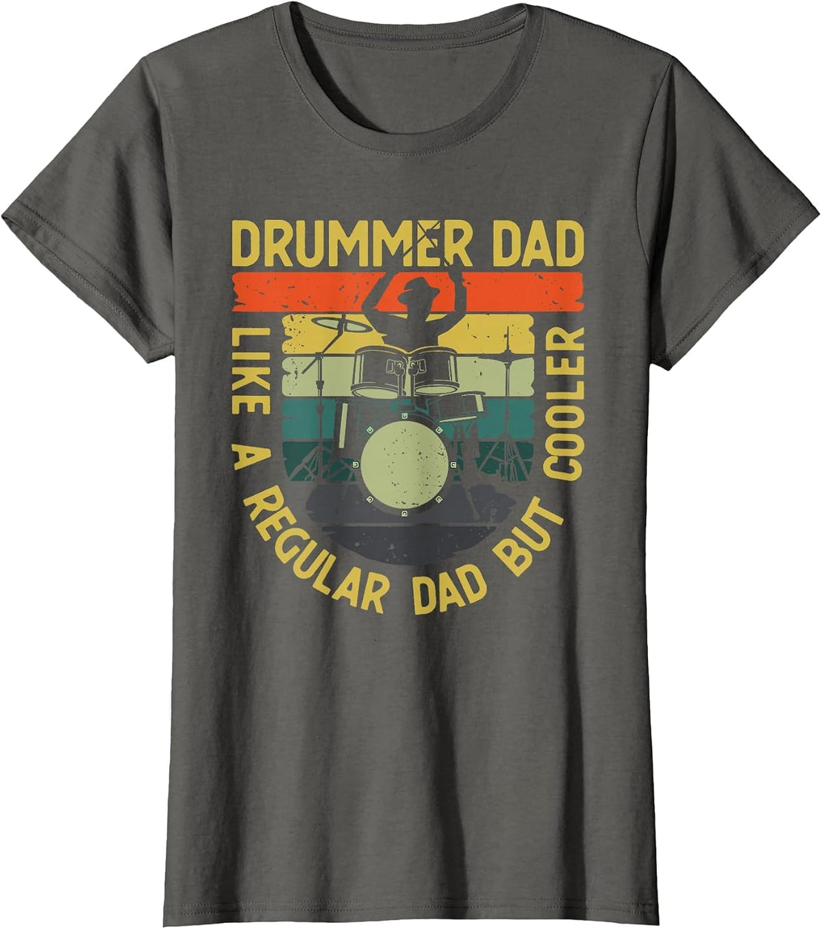 Funny Drummer Art for Dad Men Father Drumming Drum Set Lover T-Shirt - Asphalt Grey