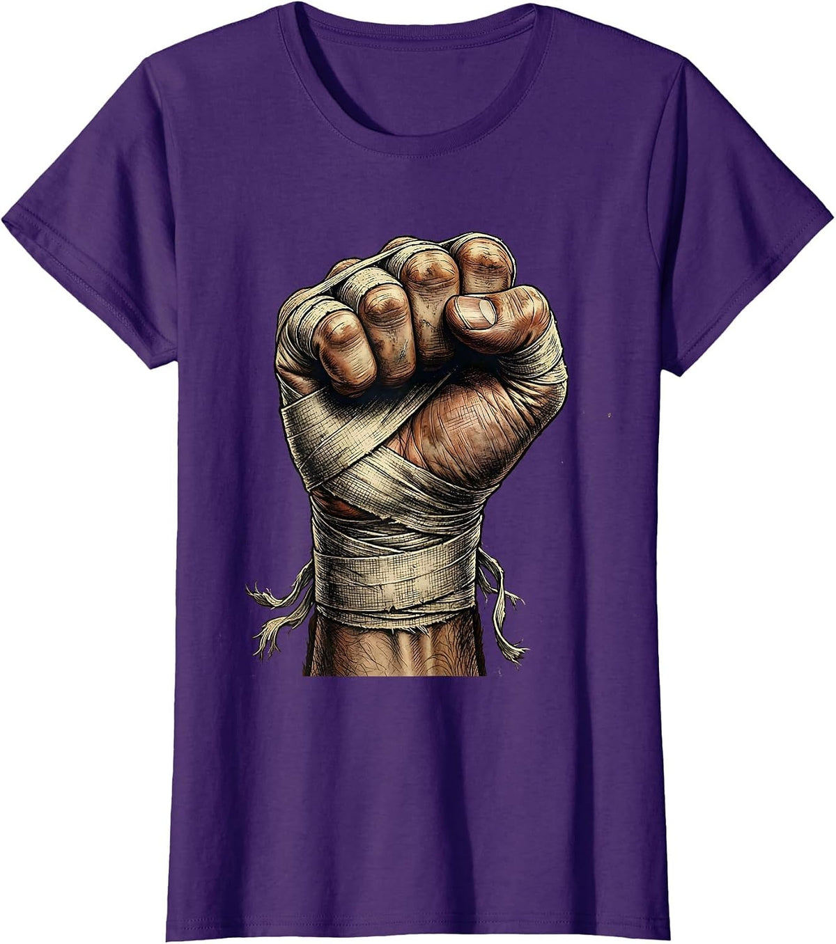 Women's Boxing Wrapped Fist Graphic Tee T-Shirt - Purple