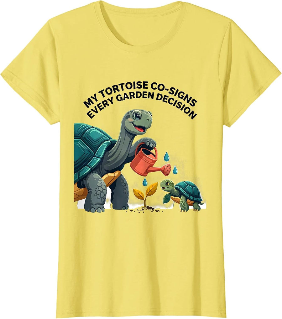 My Tortoise Co-Signs Every Garden Decision Funny T-Shirt - Lemon Yellow