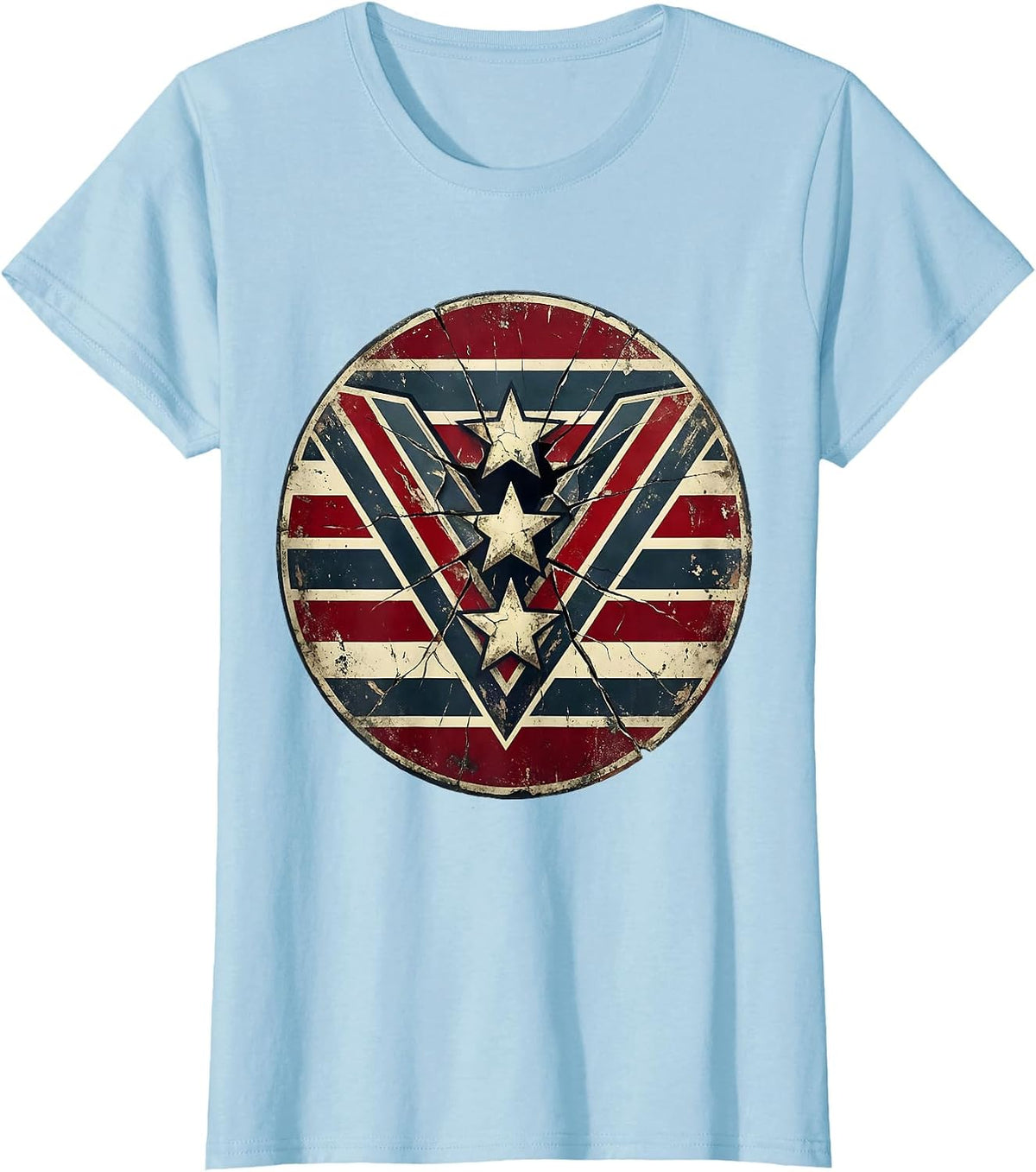 Hot Rod Engine Burst American Power Graphic T-Shirt - Baby Blue