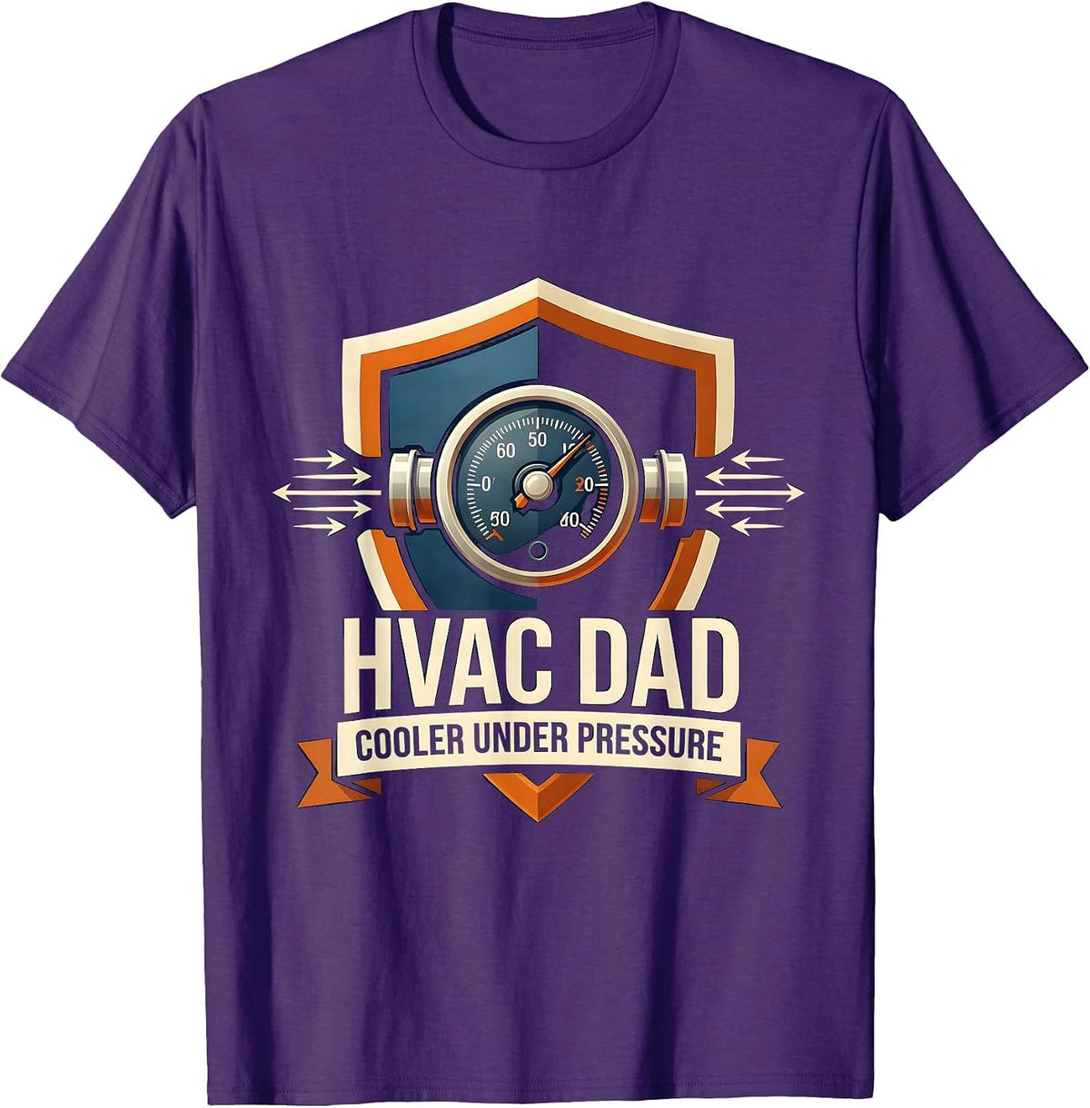 Men's HVAC DAD COOLER UNDER PRESSURE Funny HVAC Technician Gift T-Shirt - Purple