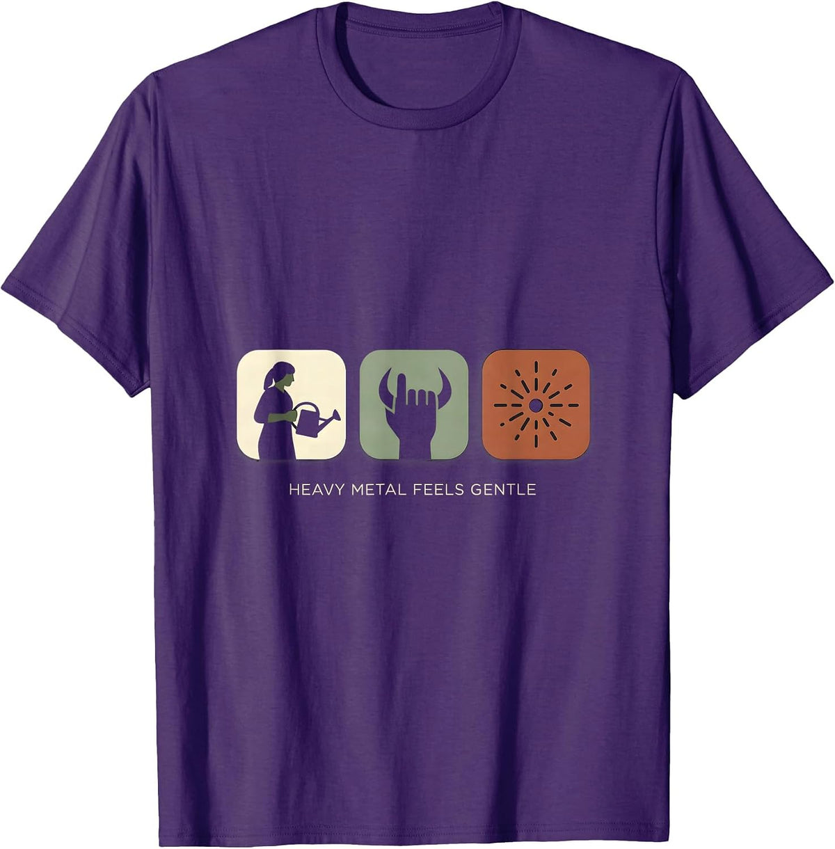 Heavy Metal Feels Gentle Funny Metalhead Rock Fan Humor T-Shirt - Purple