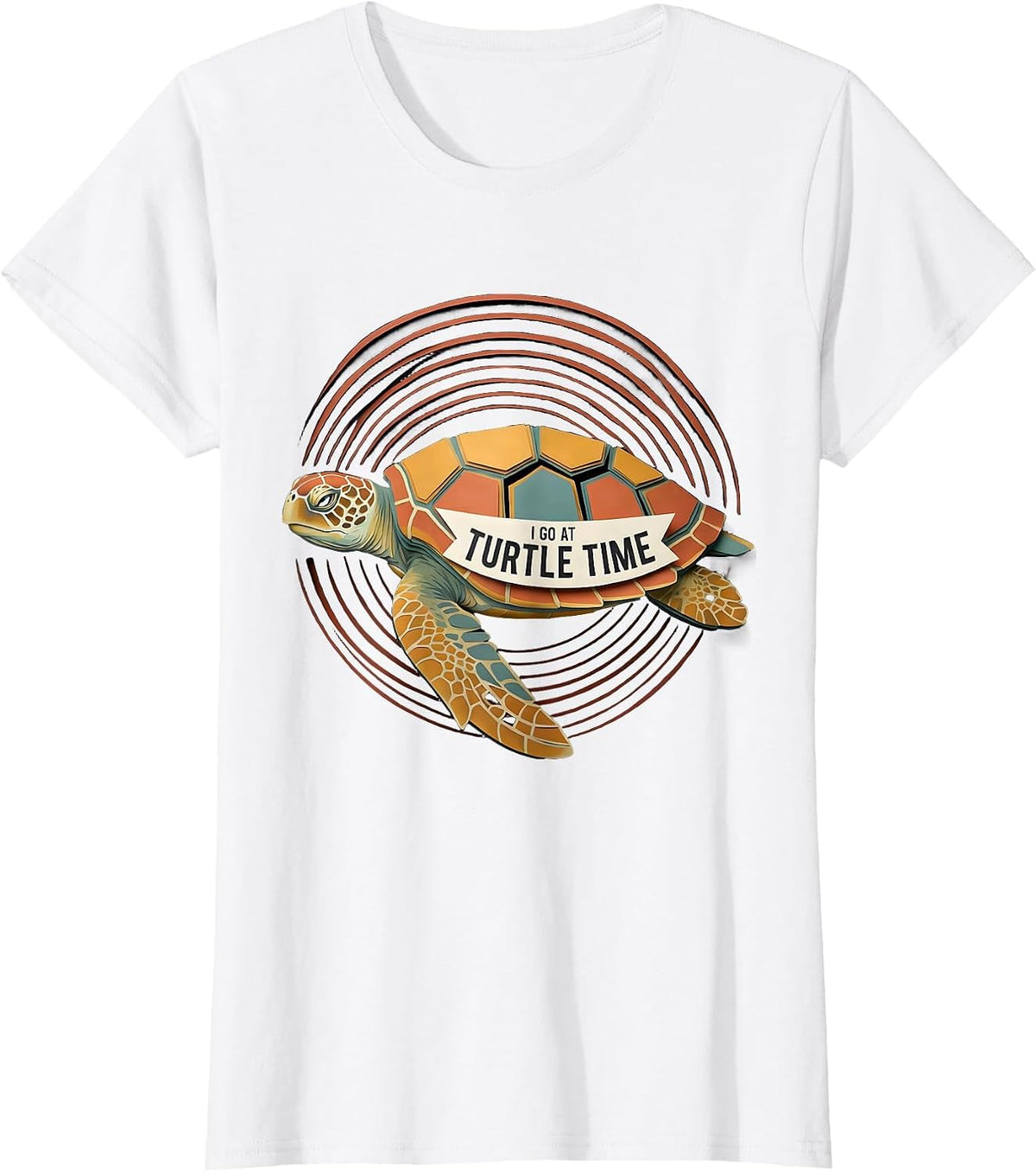 I Go At Turtle Time Paper Cutout Sea Turtle Ocean Animal T-Shirt - White