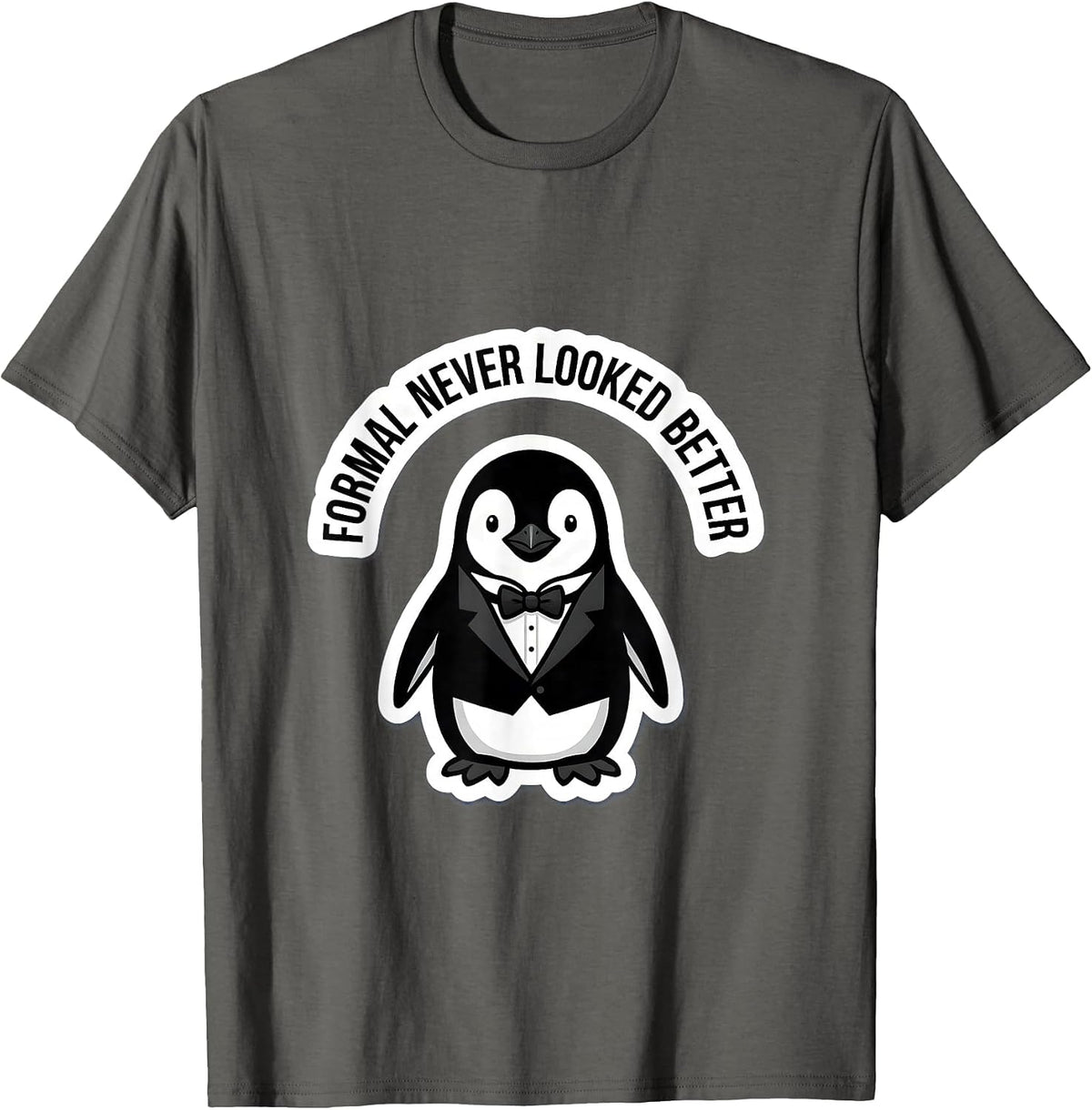 Men's Formal Never Looked Better Tuxedo Design T-Shirt - Asphalt Grey